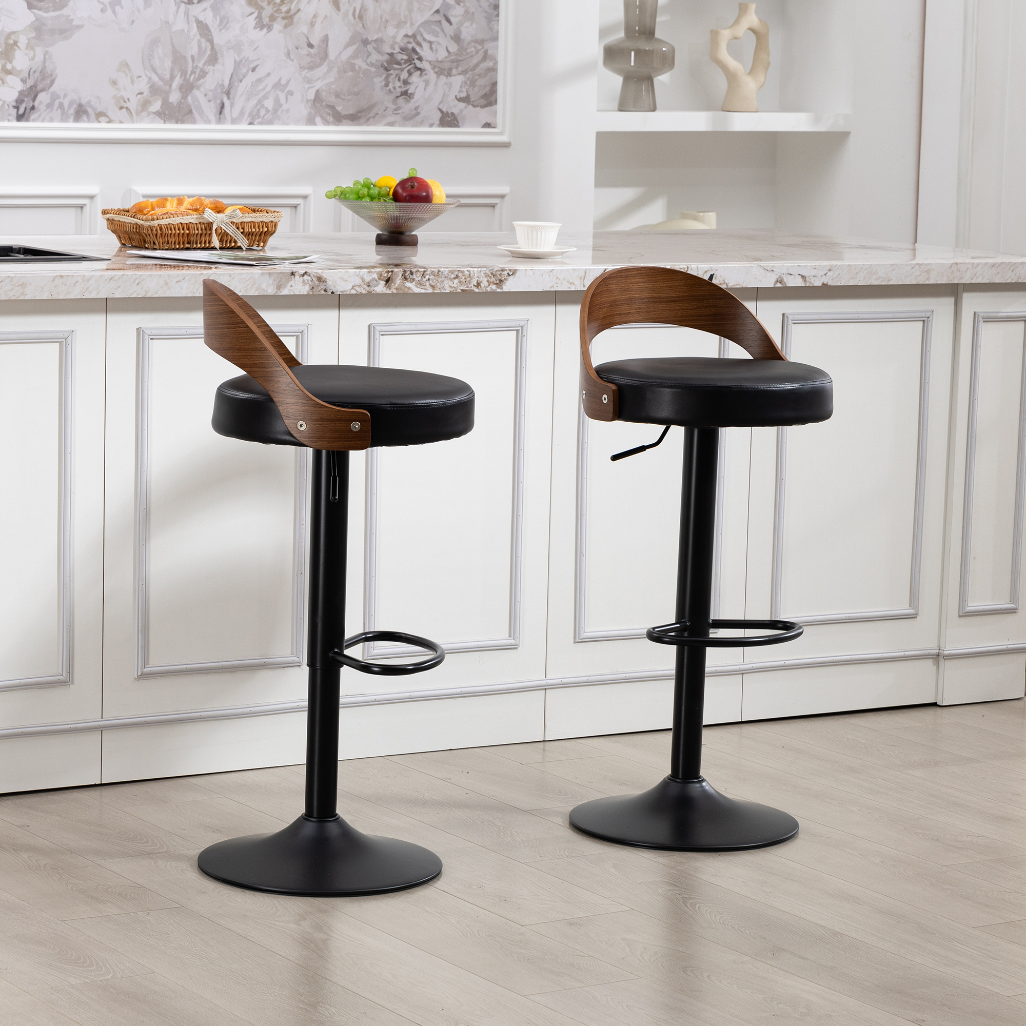 Lot de 2 tabourets de bar pivotants 360° avec doss - image 7
