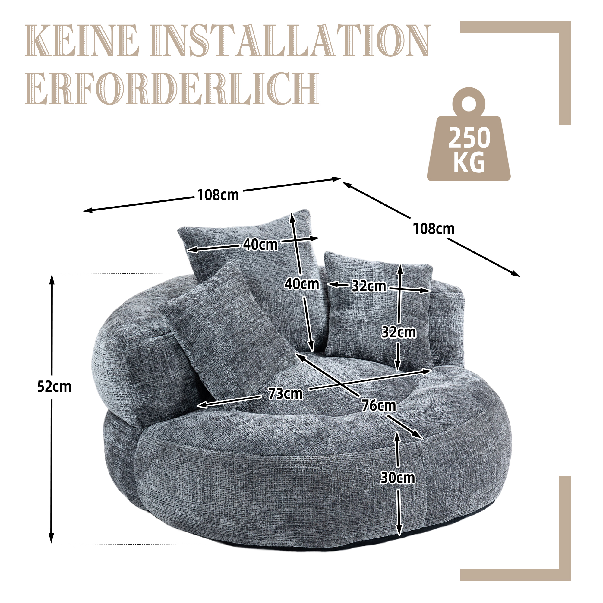 Dimensions du fauteuil lounge