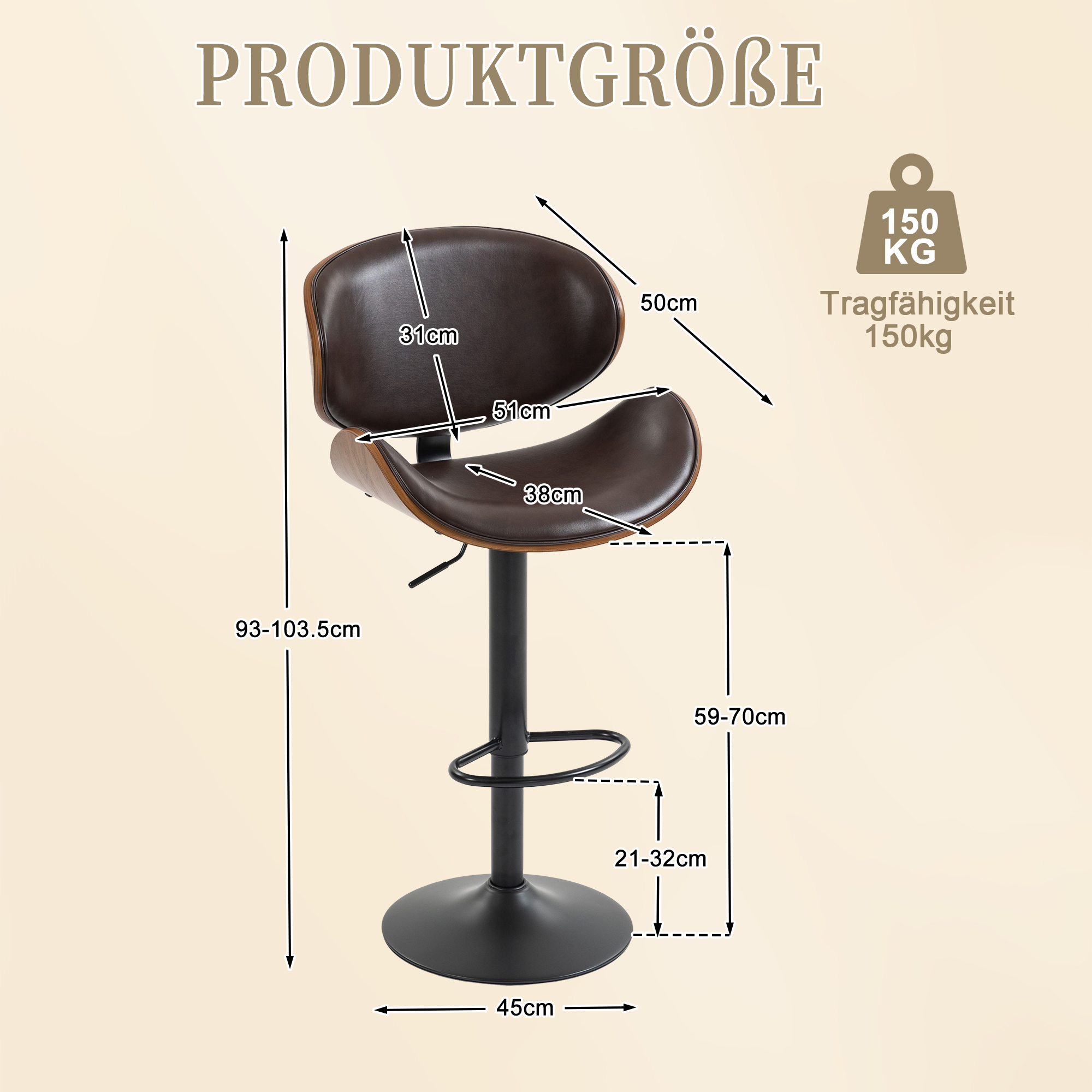 Dimensions du tabouret de bar