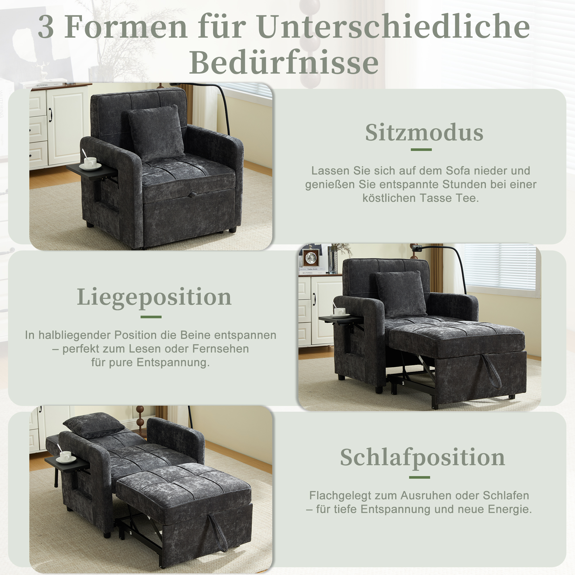 Détail du fauteuil convertible