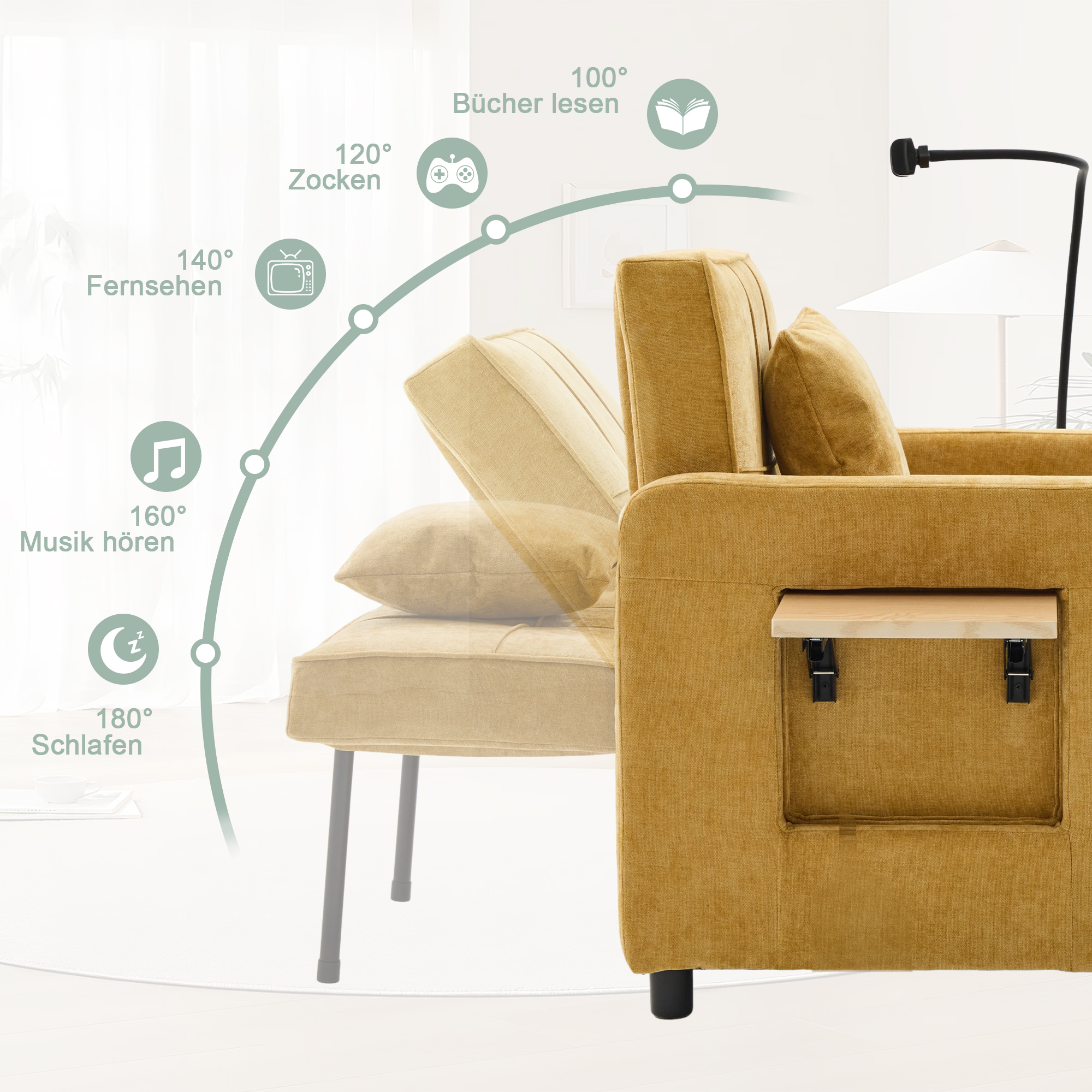 Détail du fauteuil convertible