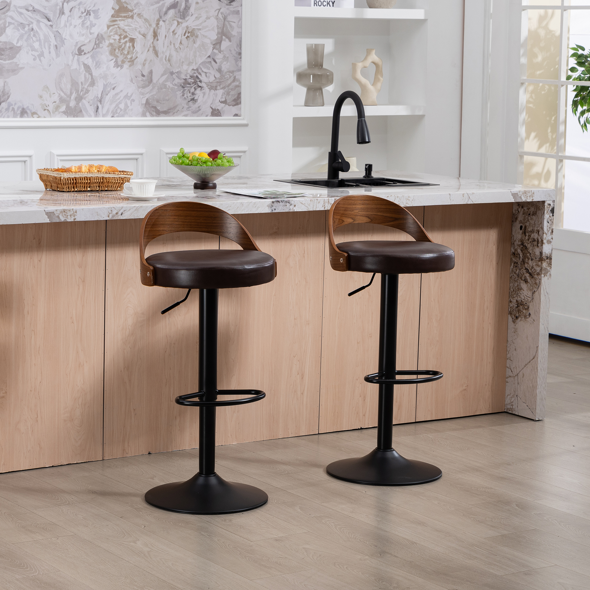 Lot de 2 tabourets de bar pivotants 360° avec doss - image 14