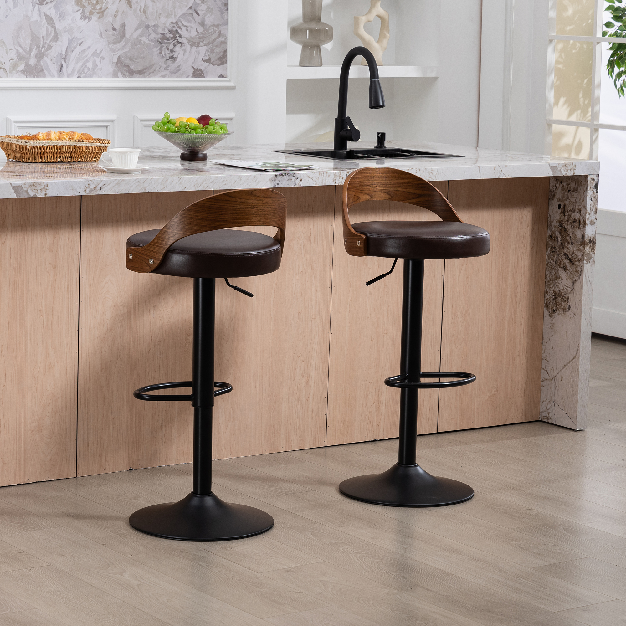 Lot de 2 tabourets de bar pivotants 360° avec doss - image 13