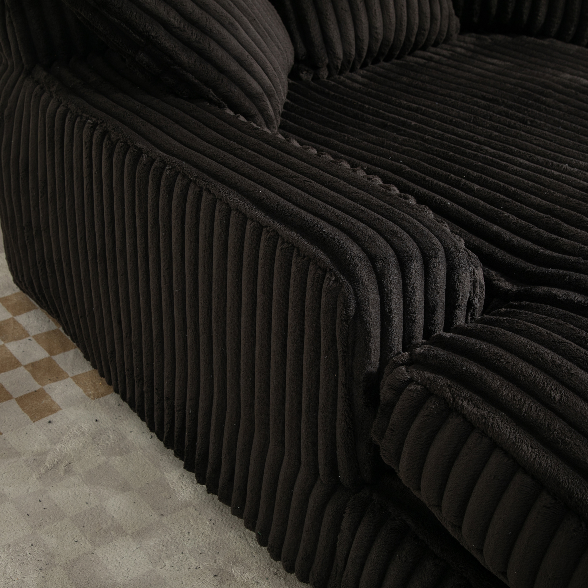 Chaise longue d'intérieur en velours côtelé à larg - image 9