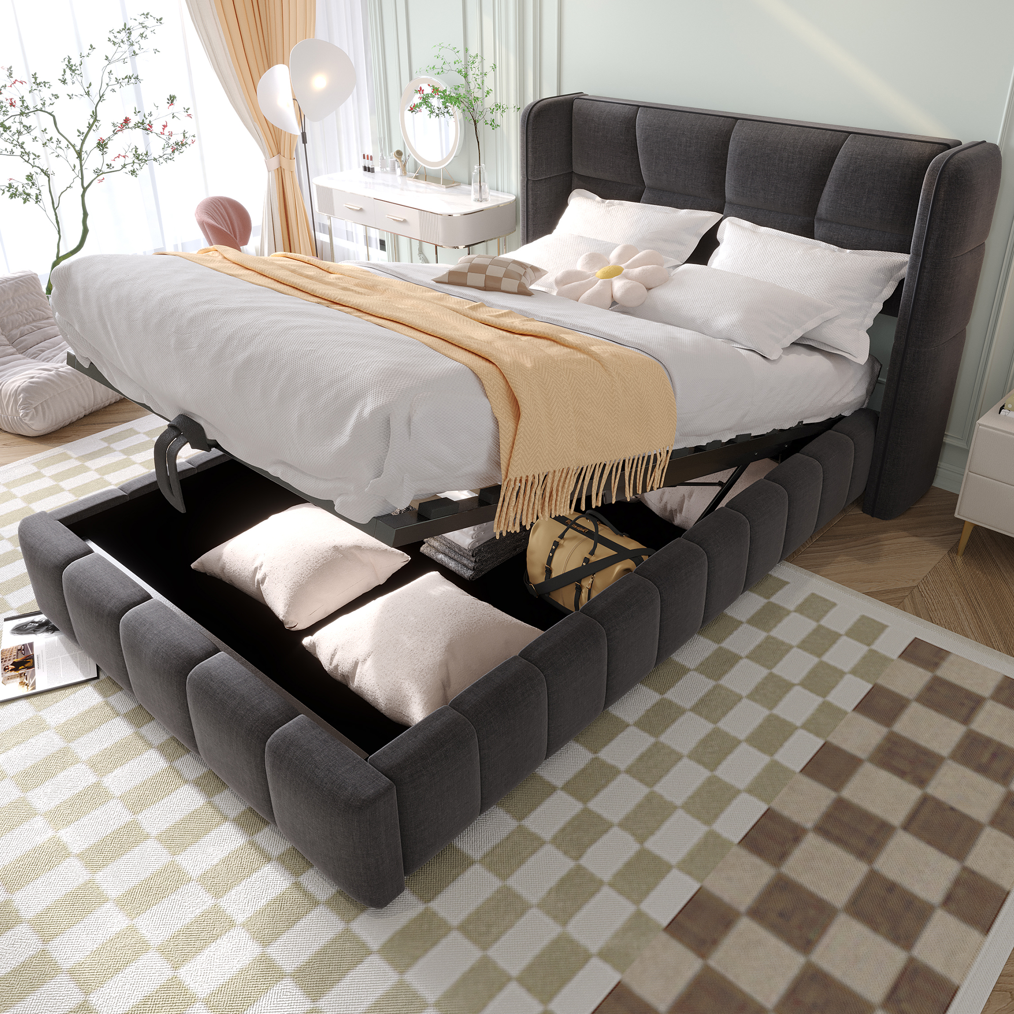 Polsterbett 90 x 200 cm, Kinderbett mit Lattenrost