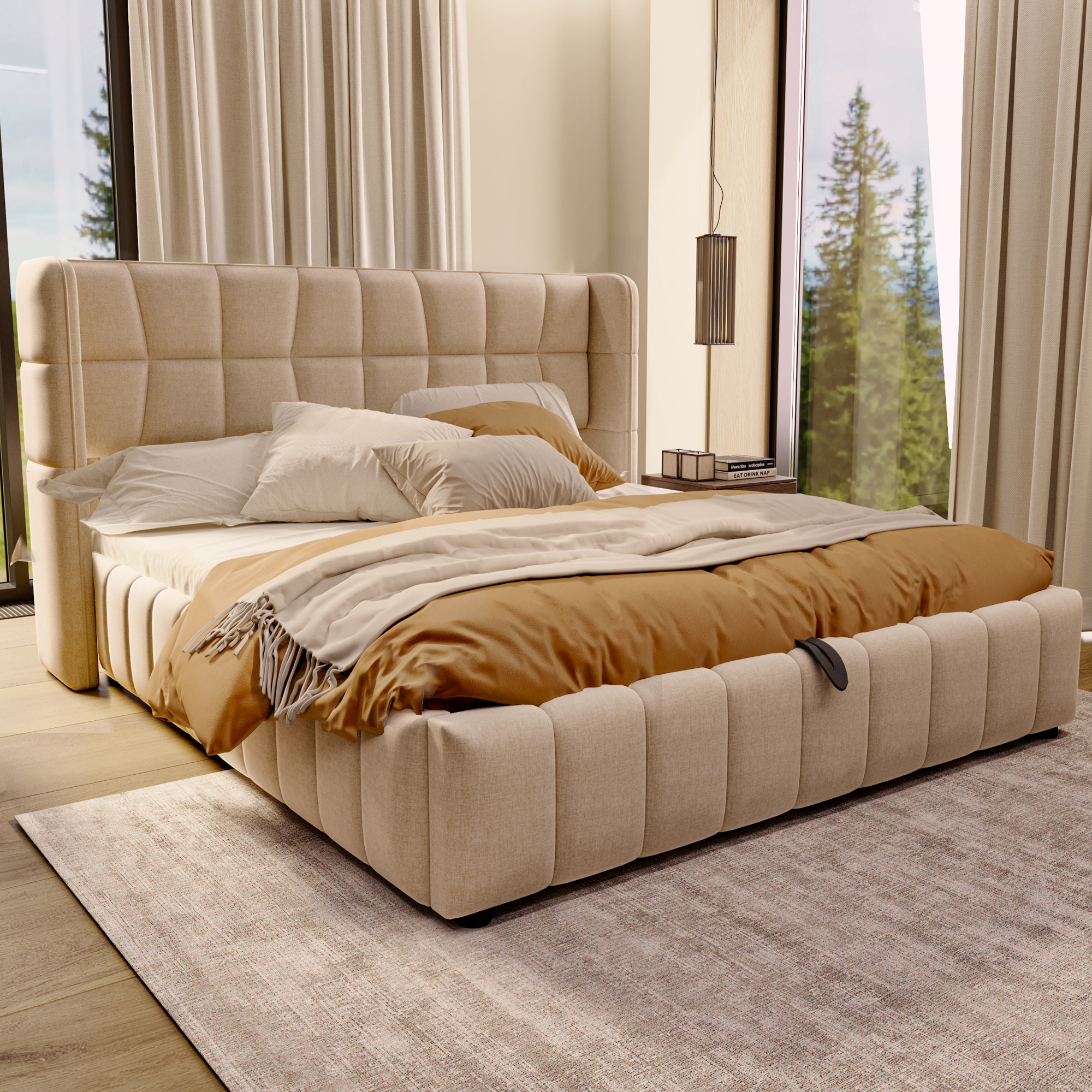 Polsterbett 180 x 200 cm, Doppelbett mit Lattenros