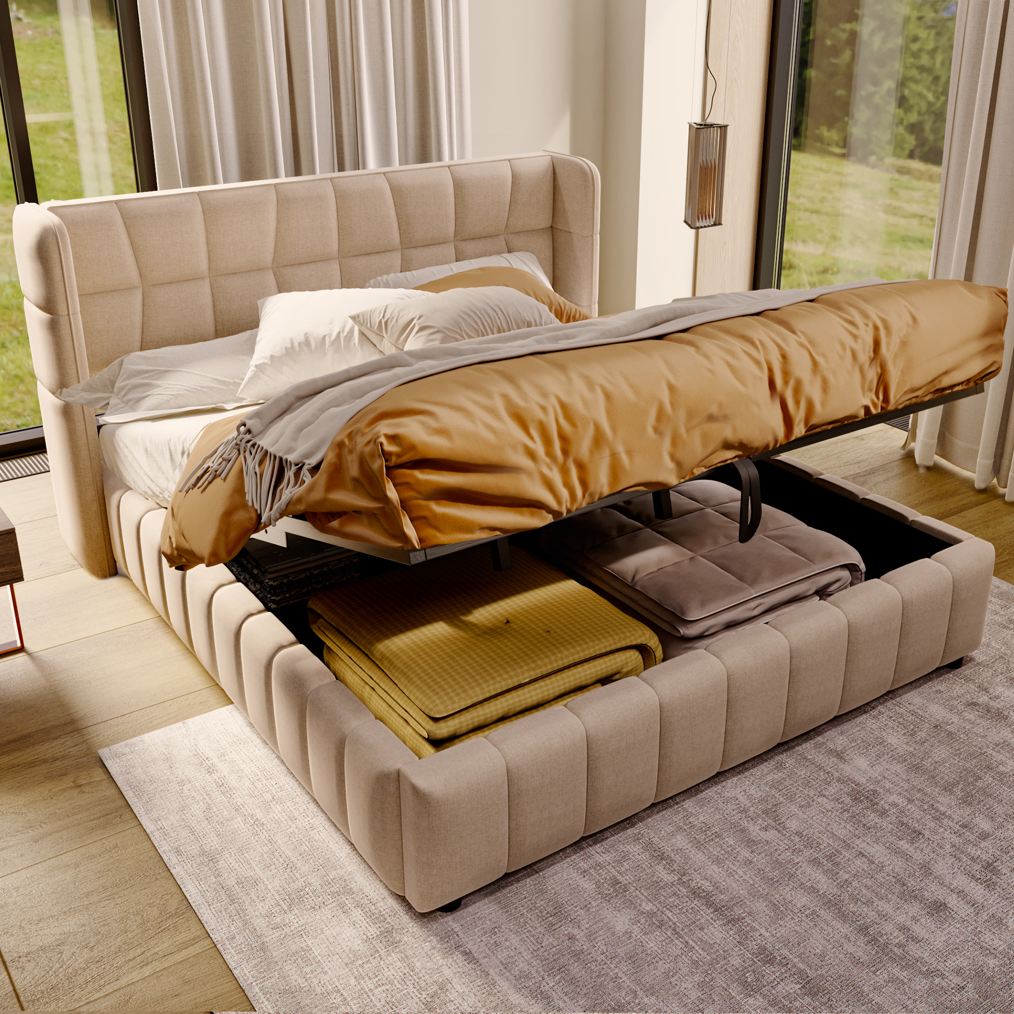 Polsterbett 180 x 200 cm, Doppelbett mit Lattenros