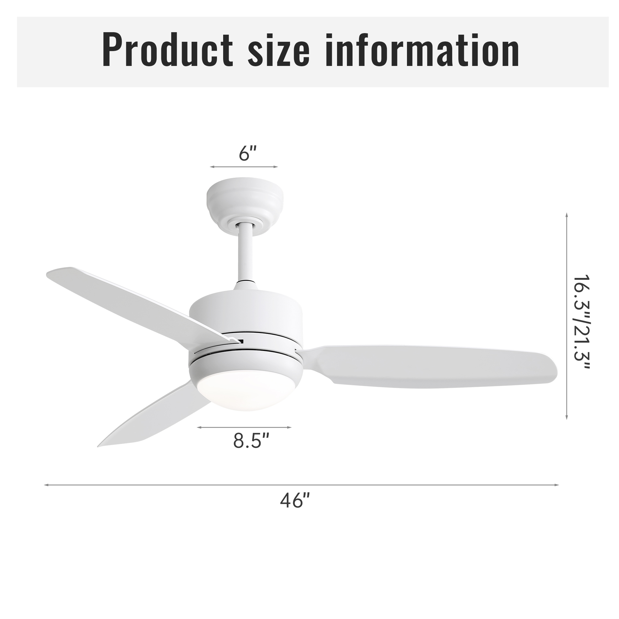 Pales en ABS hohe Qualität des ventilateur von plafond modern 46 pouces