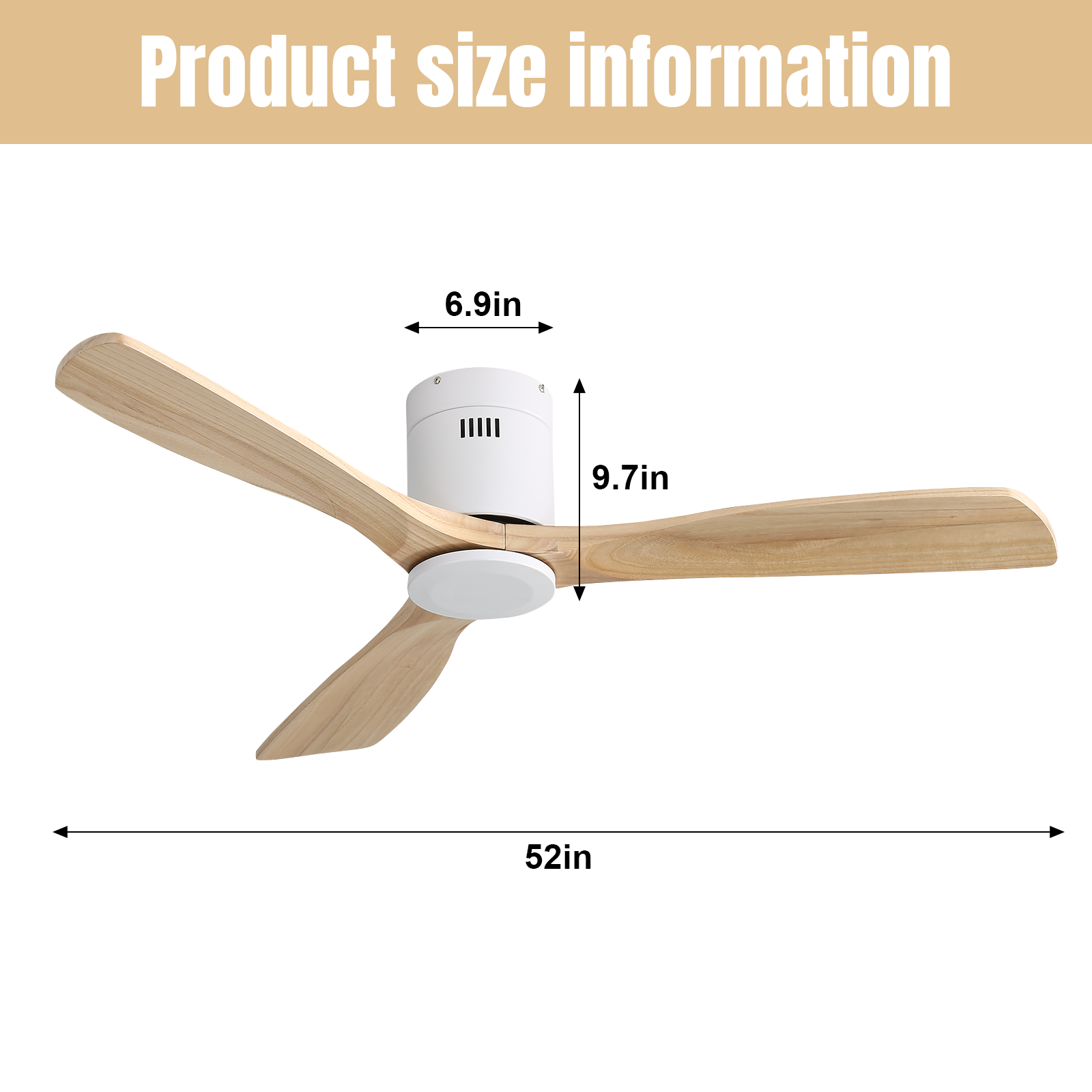 Dimensions ventilateur plafond 52 pouces blanc