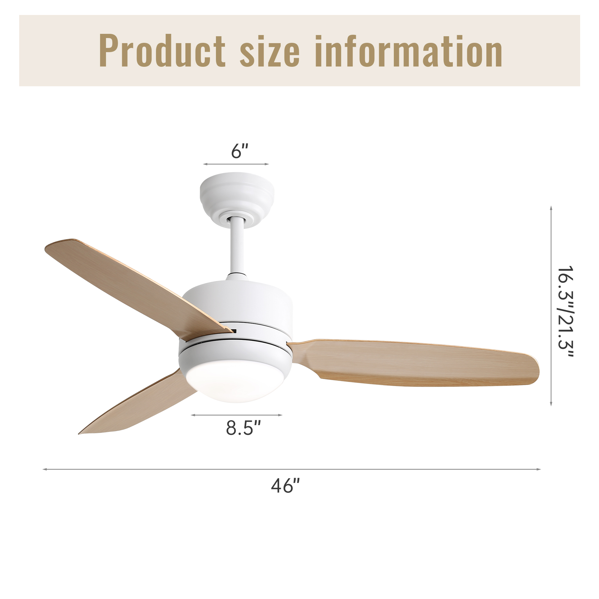Dimensions ventilateur plafond 46 pouces blanc