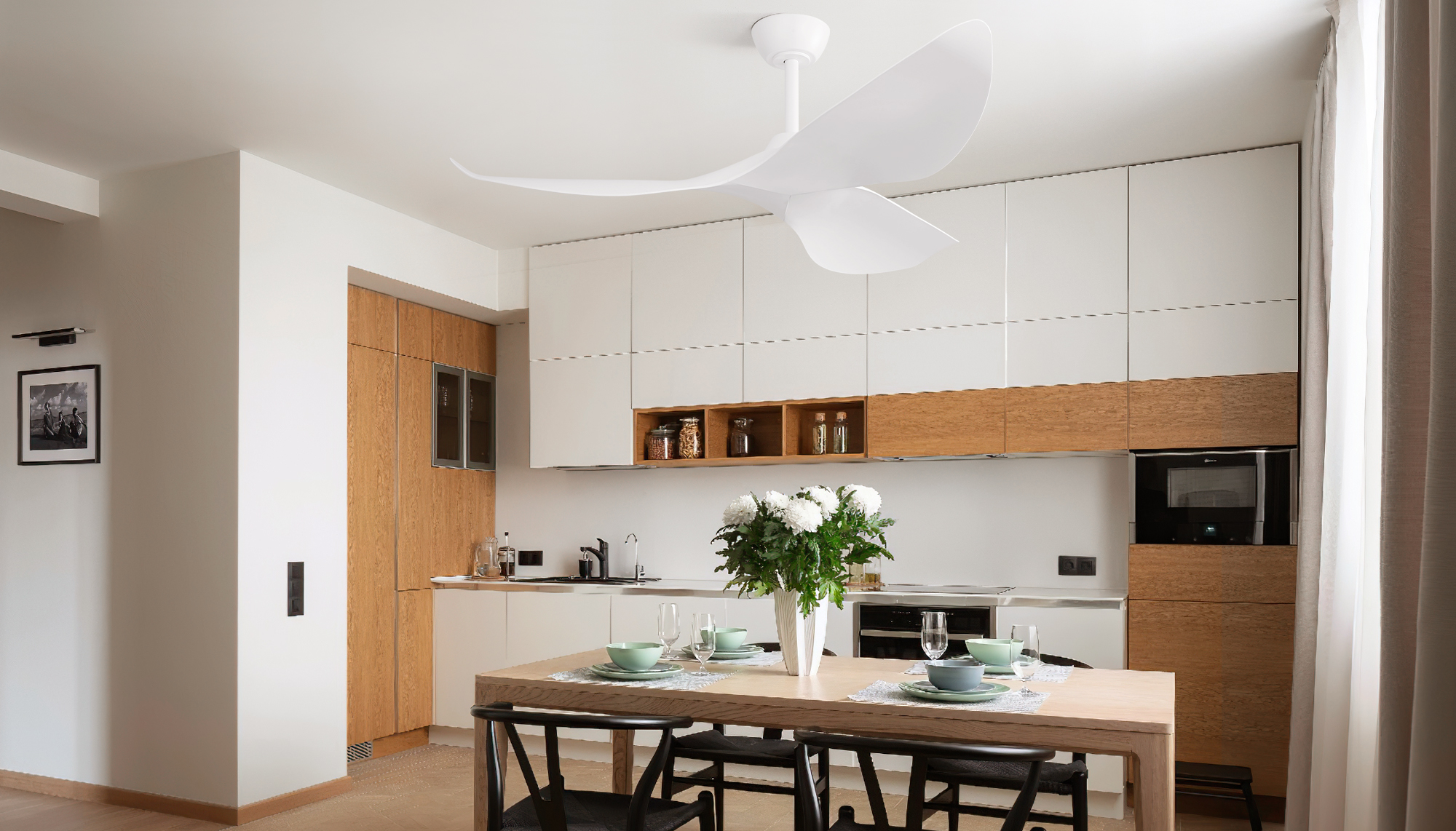 Ventilateur von plafond réversible Weiß mat von 38 pouces