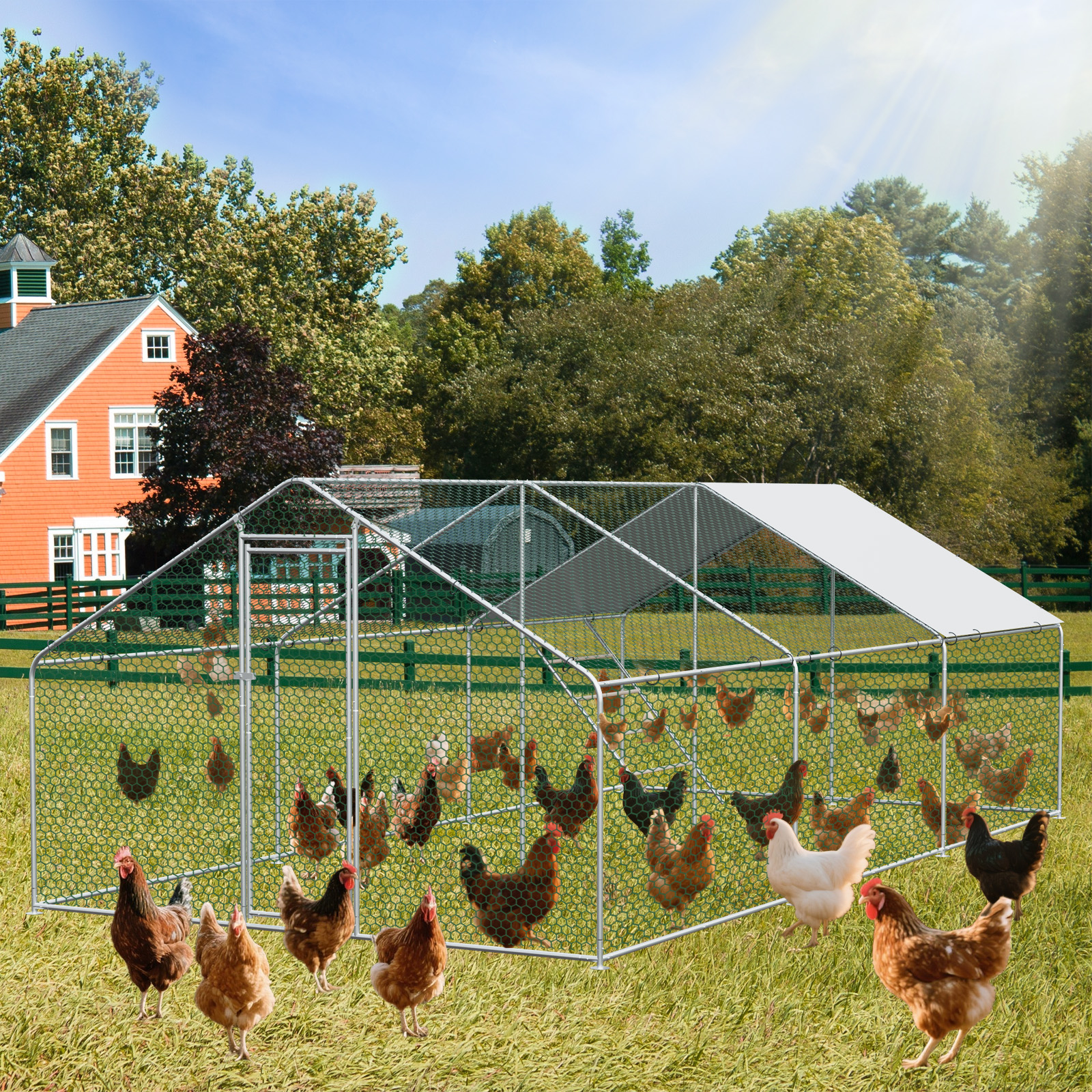 Freilaufgehege Hühnerstall 3x6x2m mit Sicherheitss