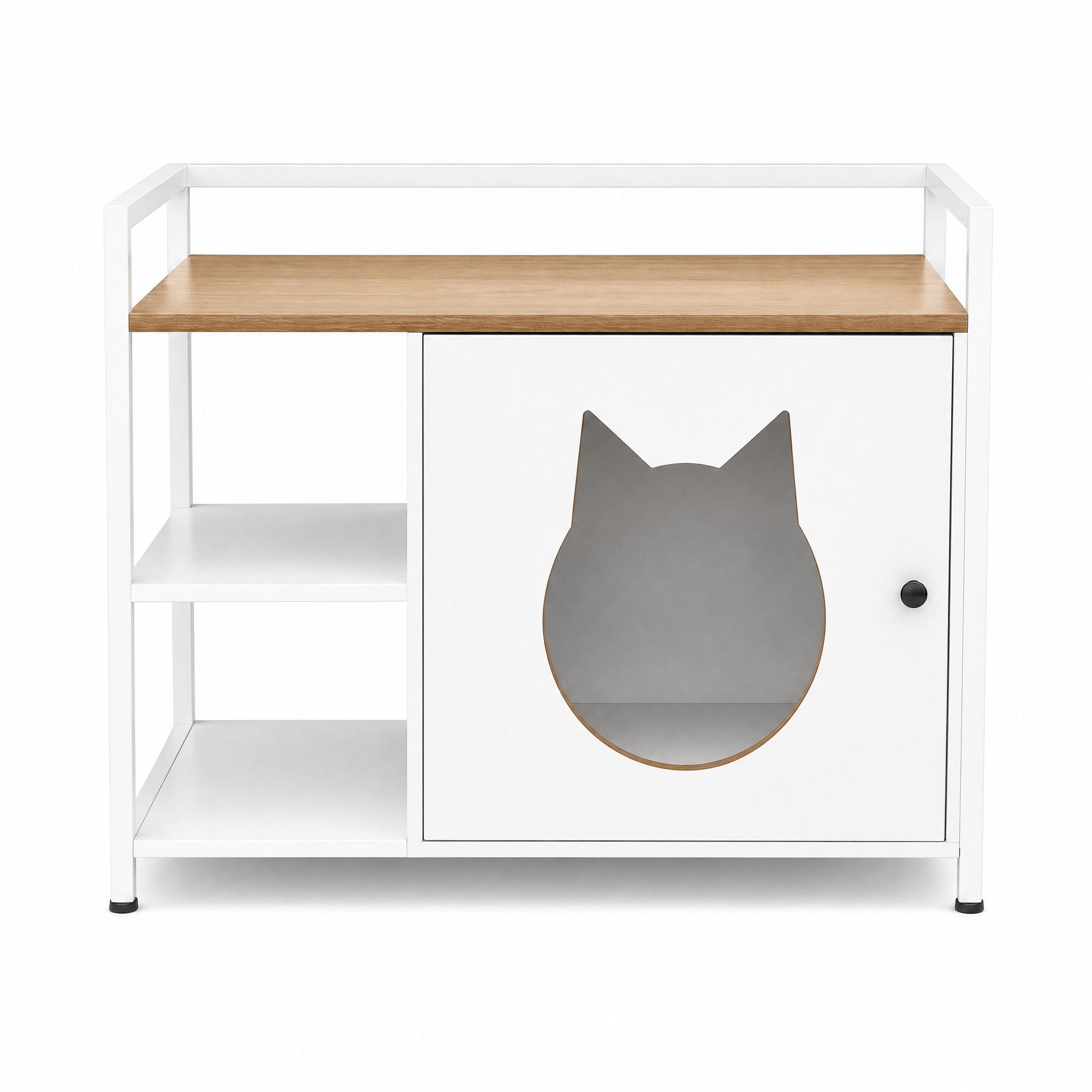 Intérieur du compartiment cache litière pour chat