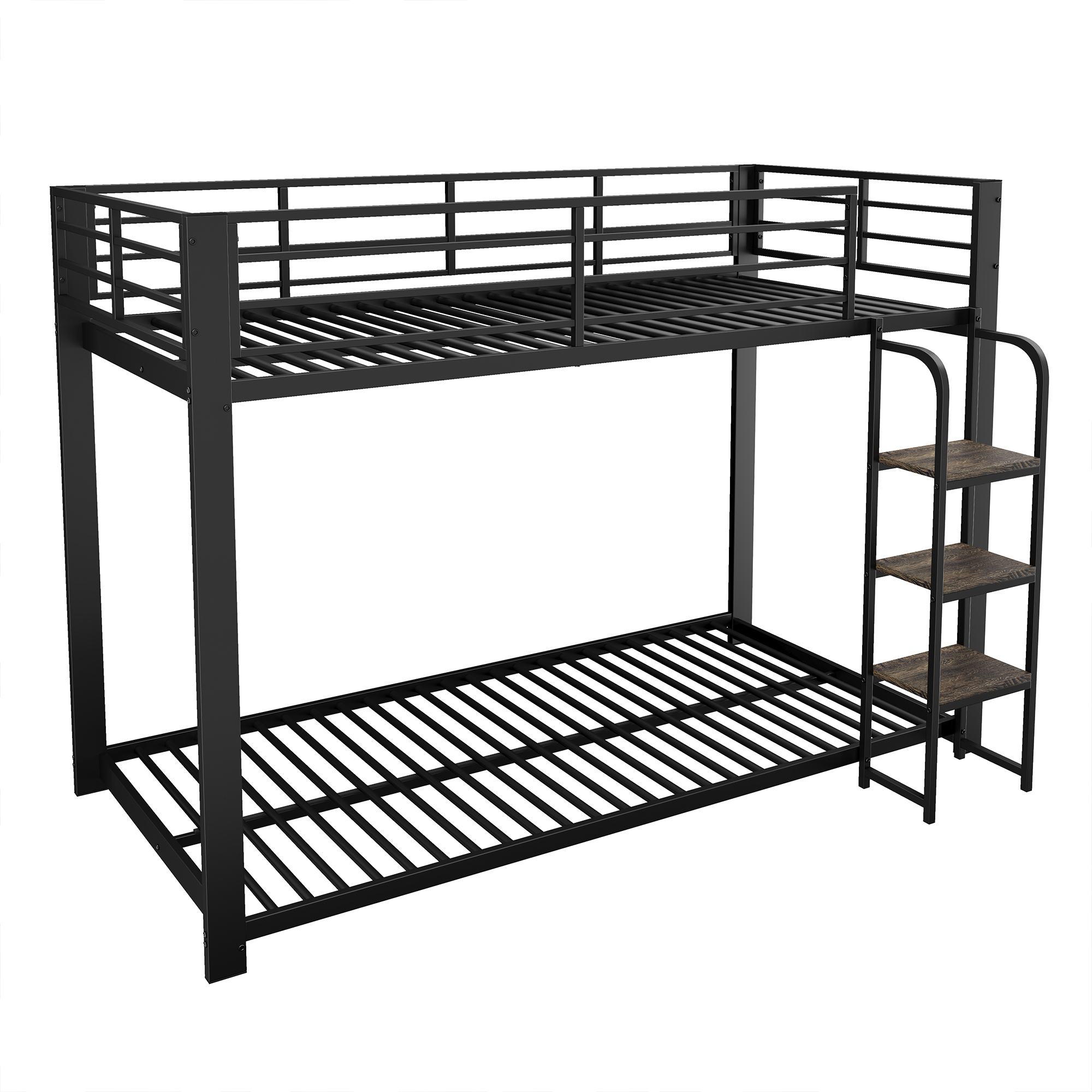 Détails de Lit superposé en métal 90 x 200 cm avec barrières de sécurité, Noir
