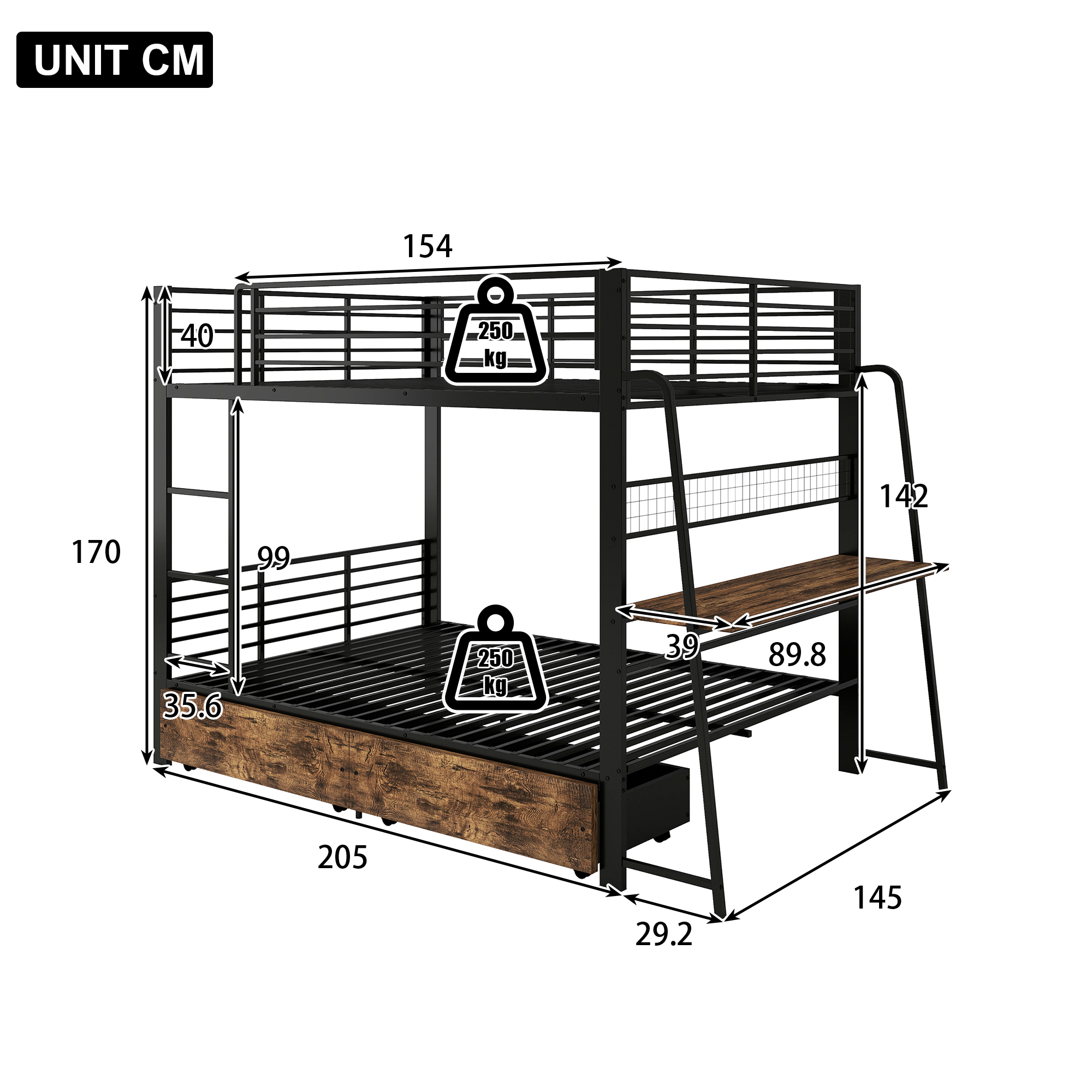 Bureau avec prise européenne USB et USB-C