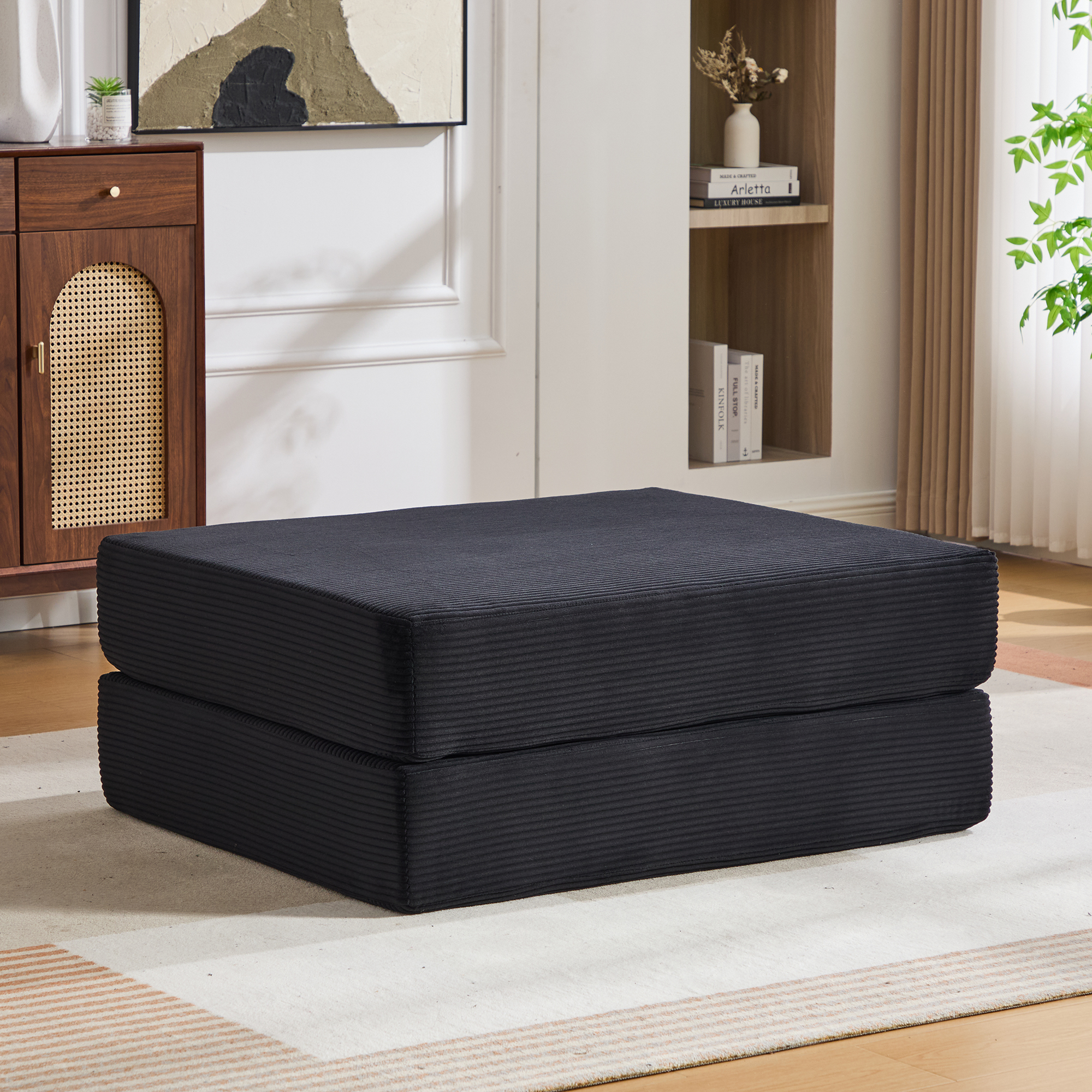 Pouf repose-pieds convertible en canapé-lit simple - image 4