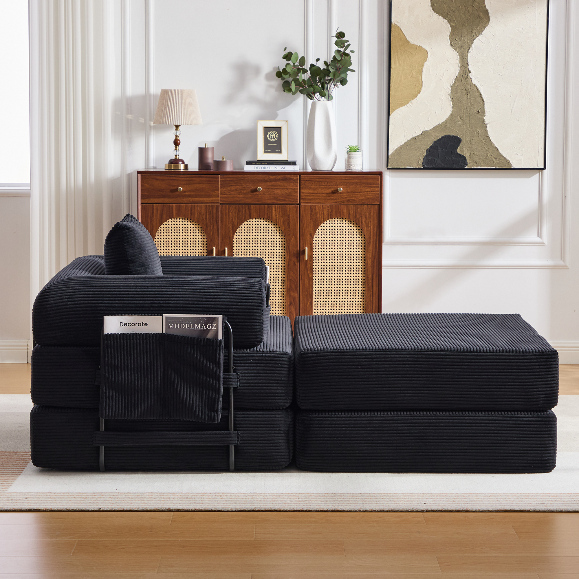 Pouf repose-pieds convertible en canapé-lit simple - image 8