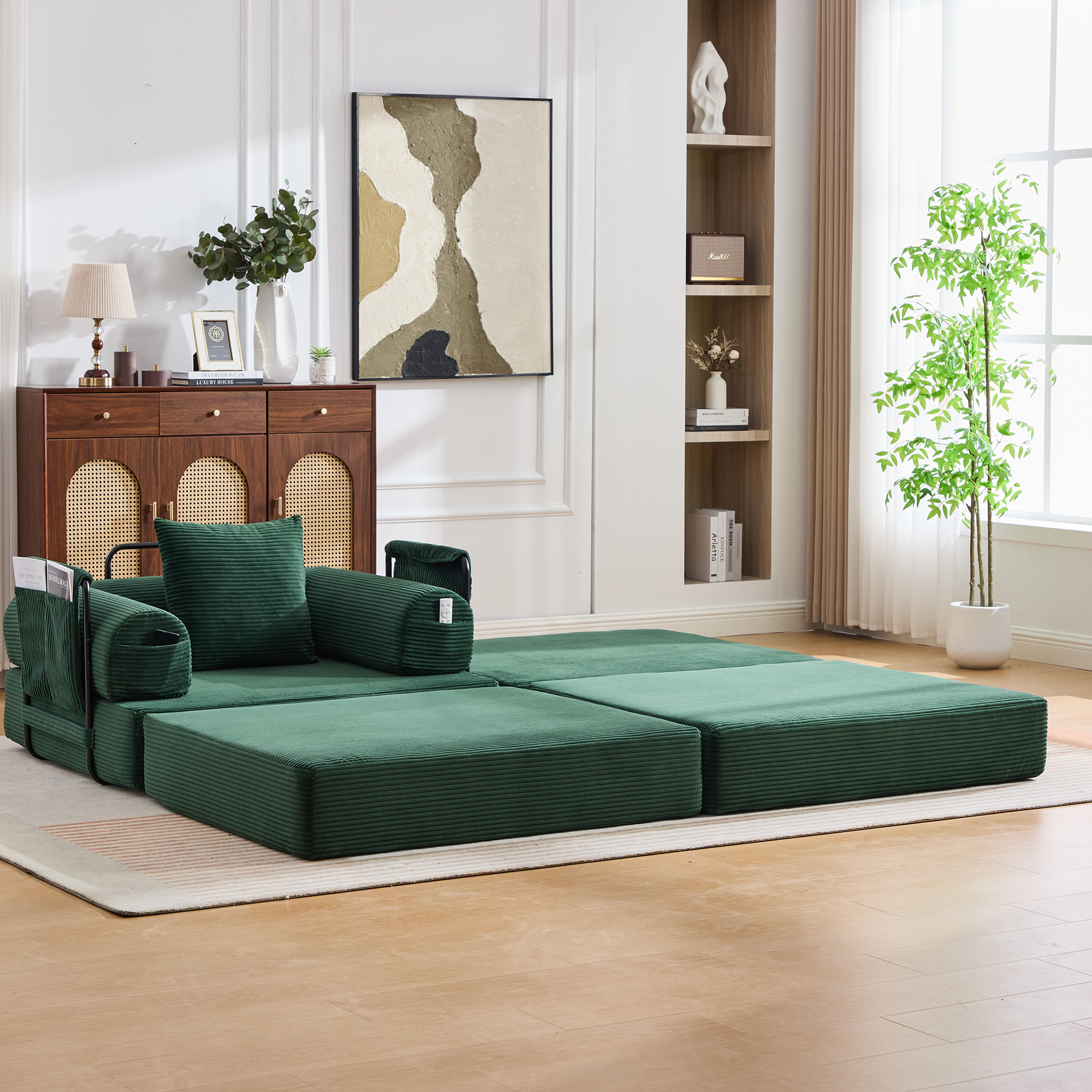 Pouf repose-pieds convertible en canapé-lit simple - image 10