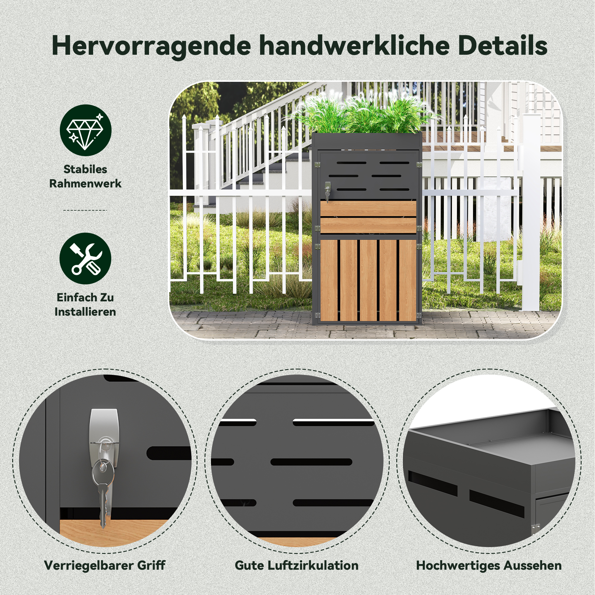 Détail du coffre de jardin