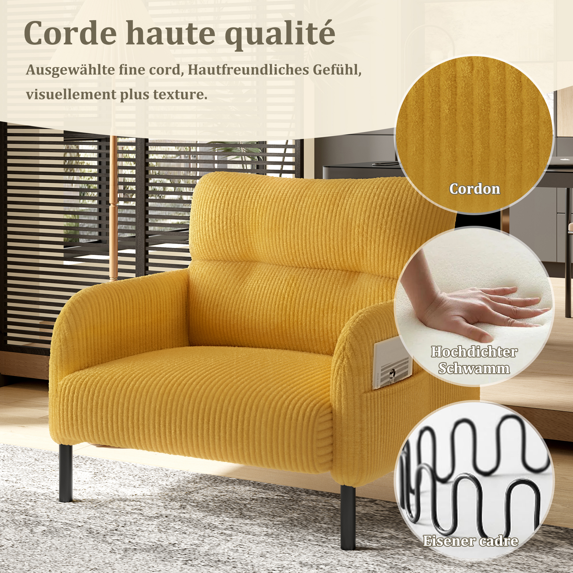 Détail du fauteuil d'appoint
