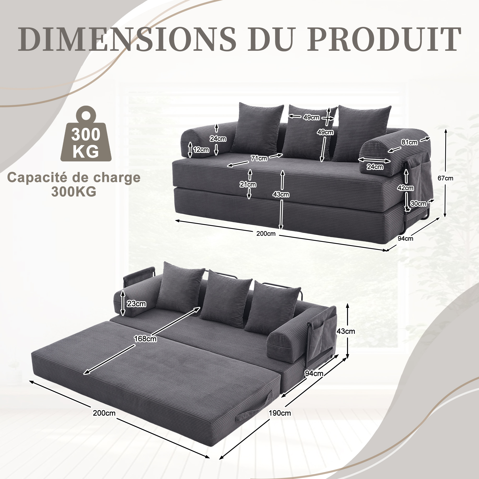Présentation du canapé compressé