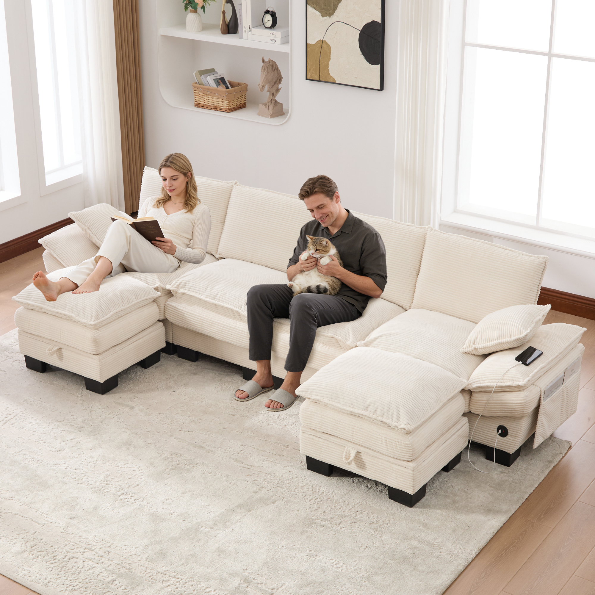 Design avec poufs intégrés