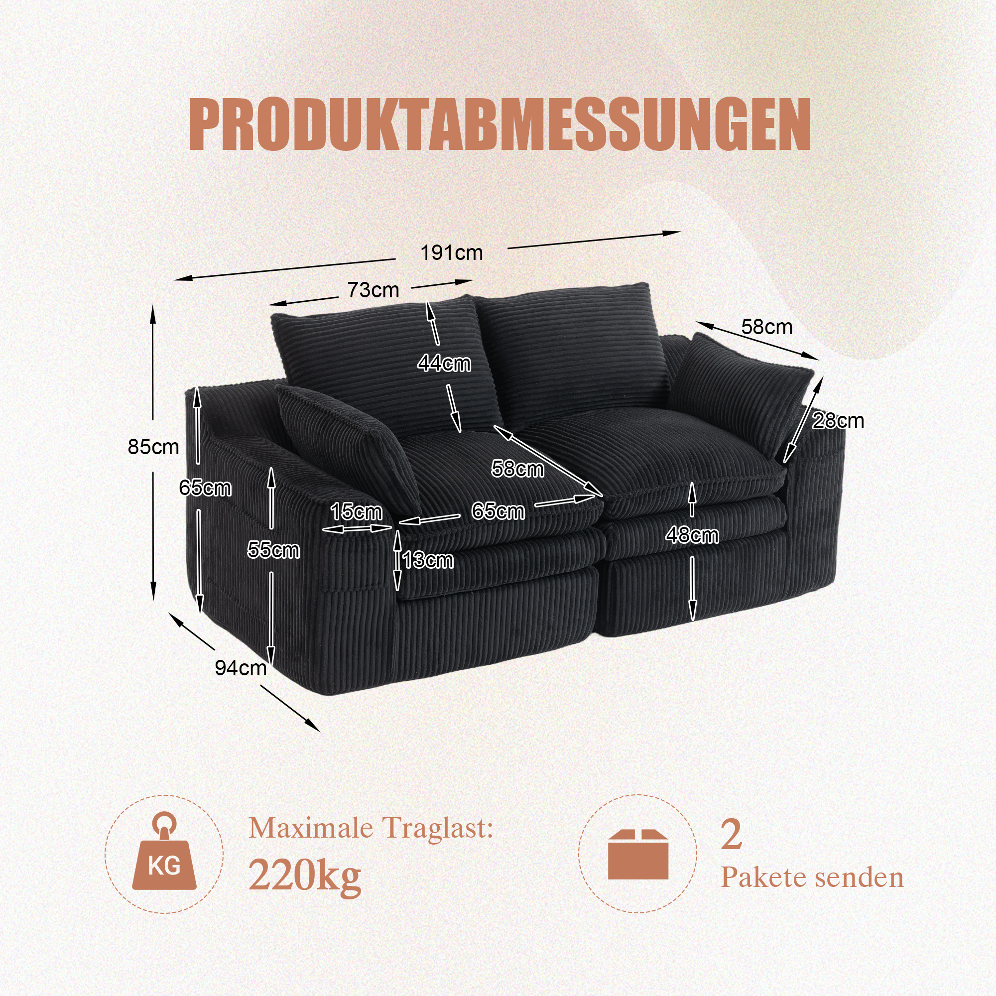 Dimensions du canapé