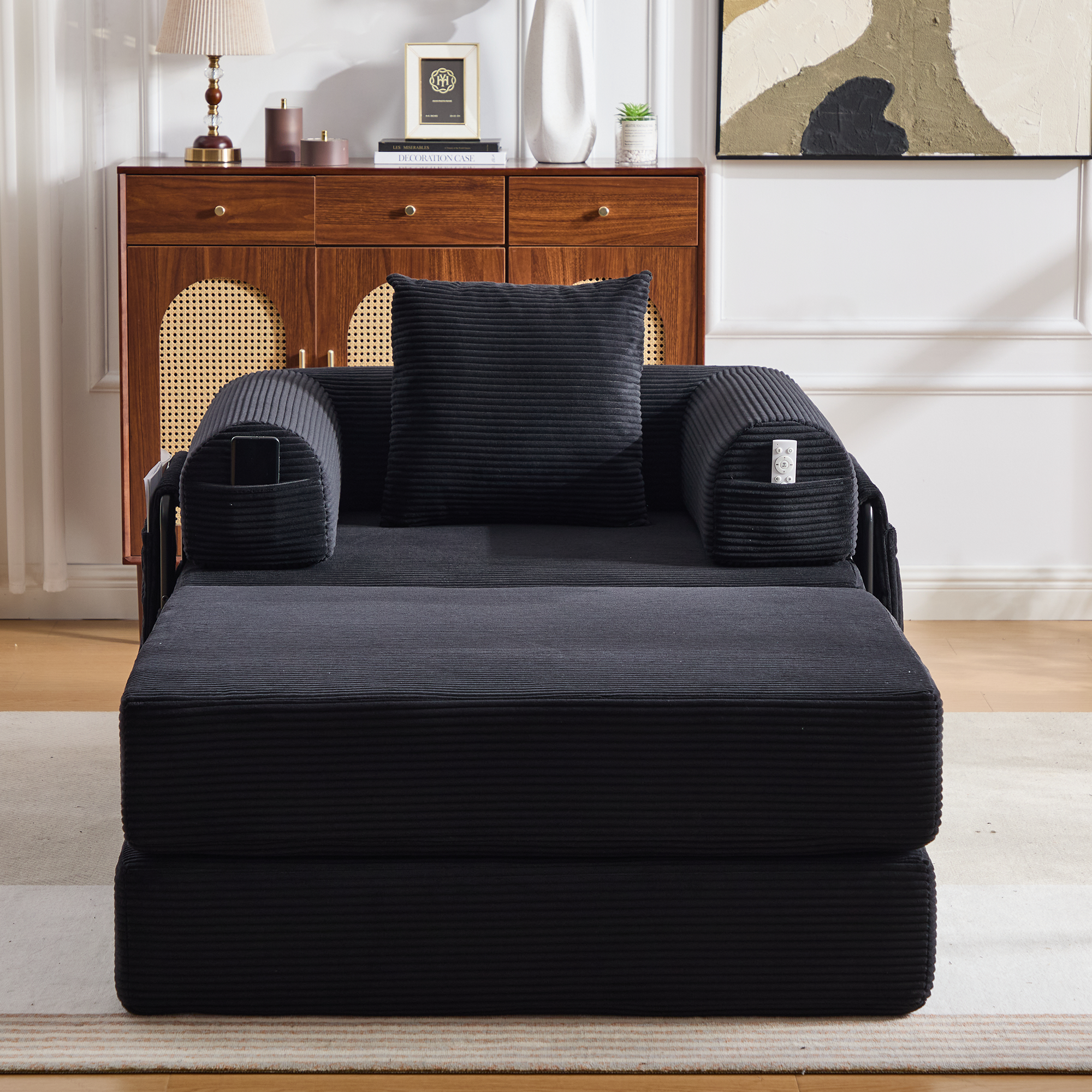 Pouf repose-pieds convertible en canapé-lit simple - image 6