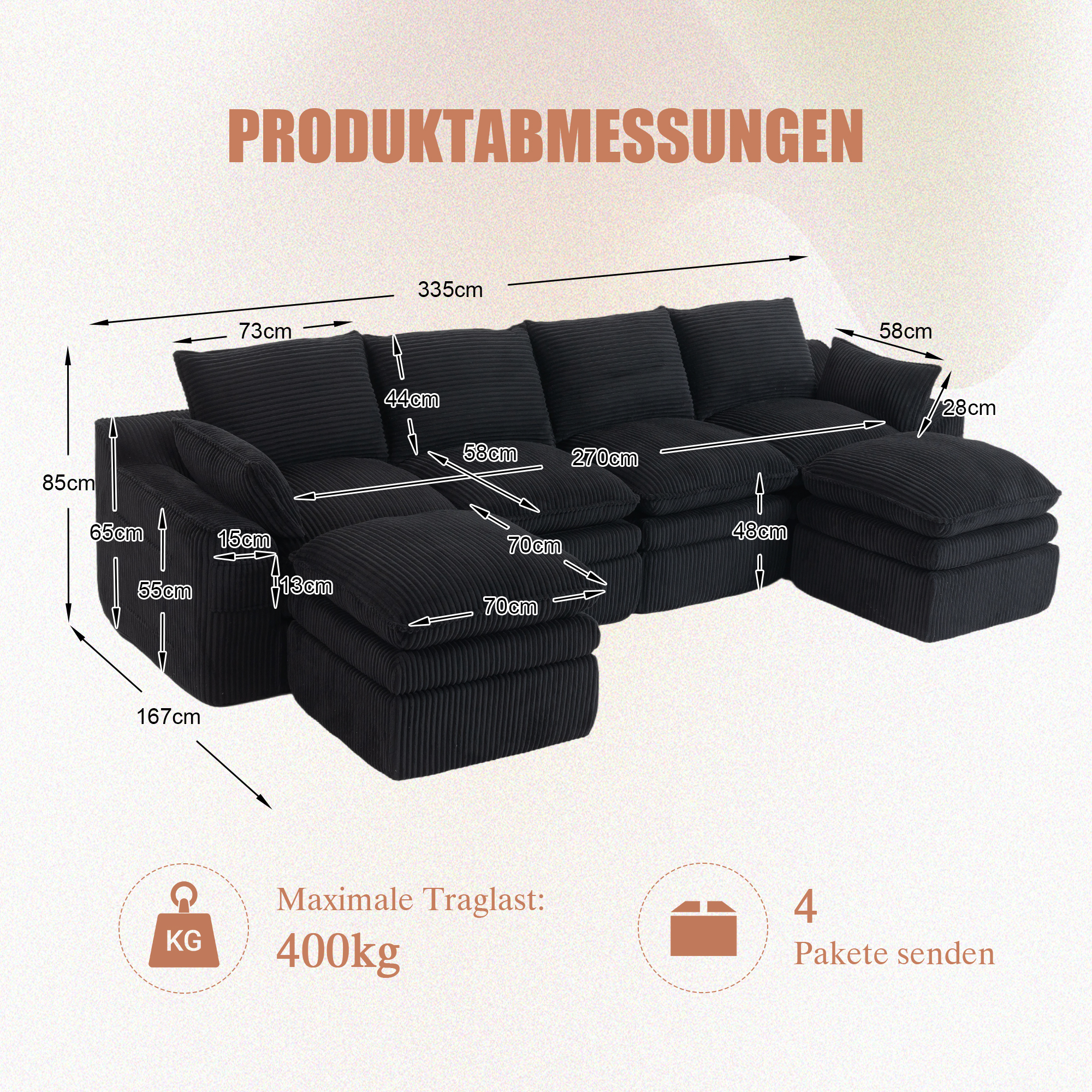 Dimensions du canapé
