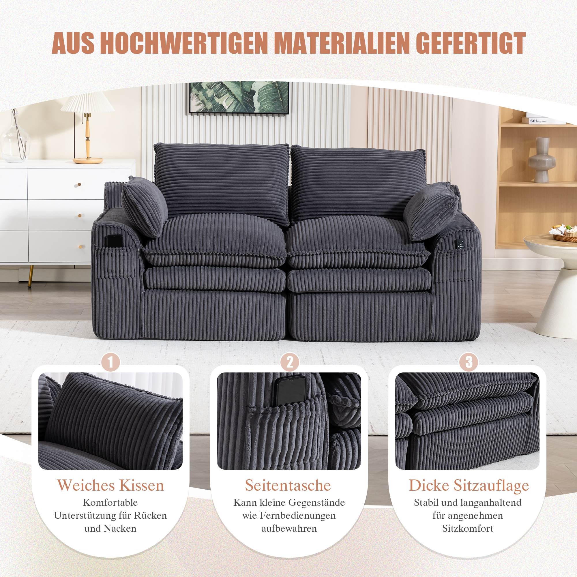 Coussins inclus et livraison compressée