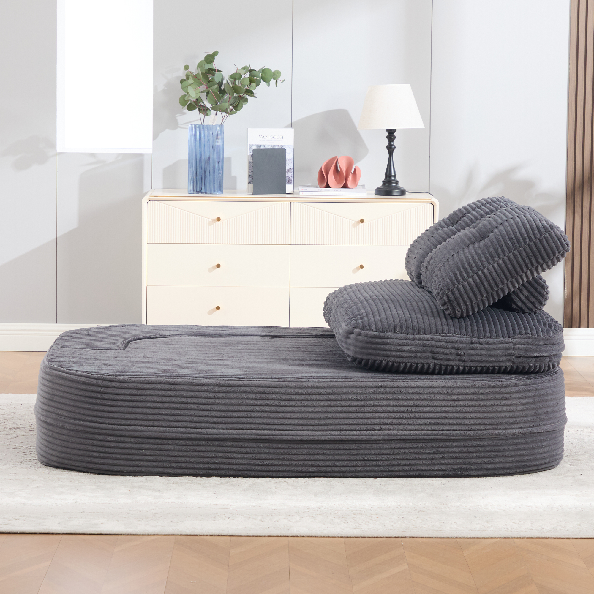 Fauteuil de relaxation 2 place en velours côtelé Gris Foncé 🪑 - vue principale 1