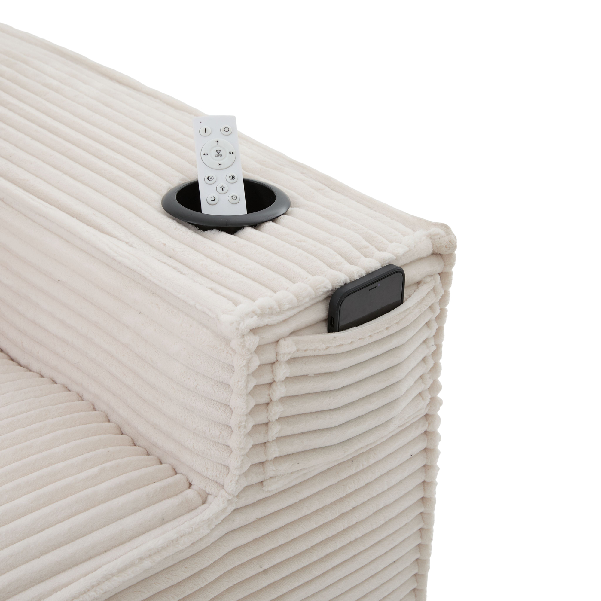 Modulares 2-Sitzer-Cordsofa mit Getränkehaltern un