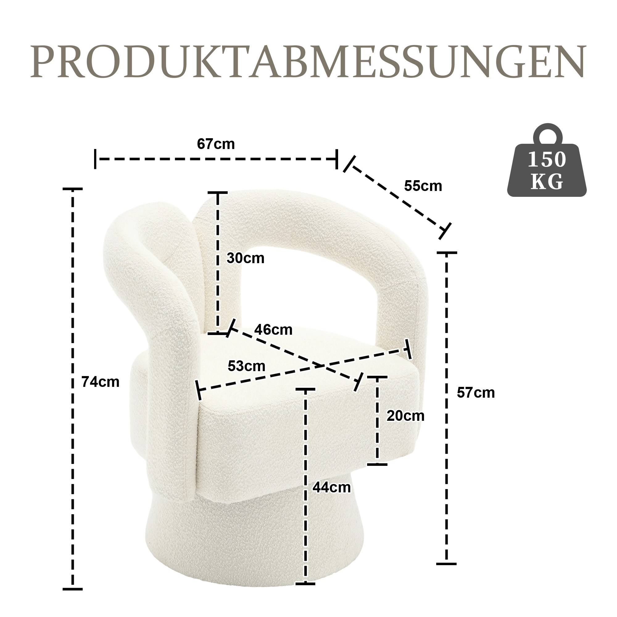 Dimensions du fauteuil d'appoint