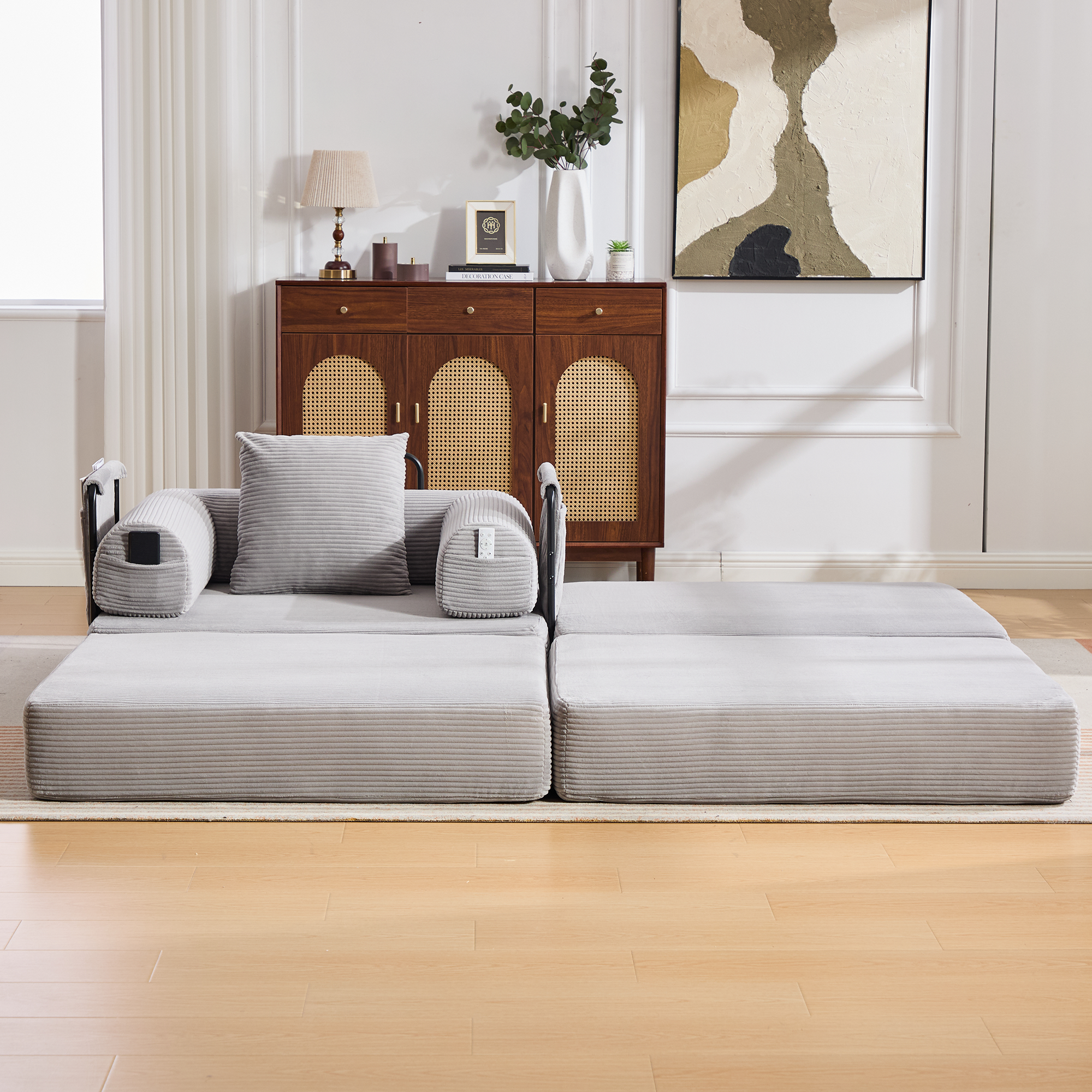 Pouf repose-pieds convertible en canapé-lit simple - image 9