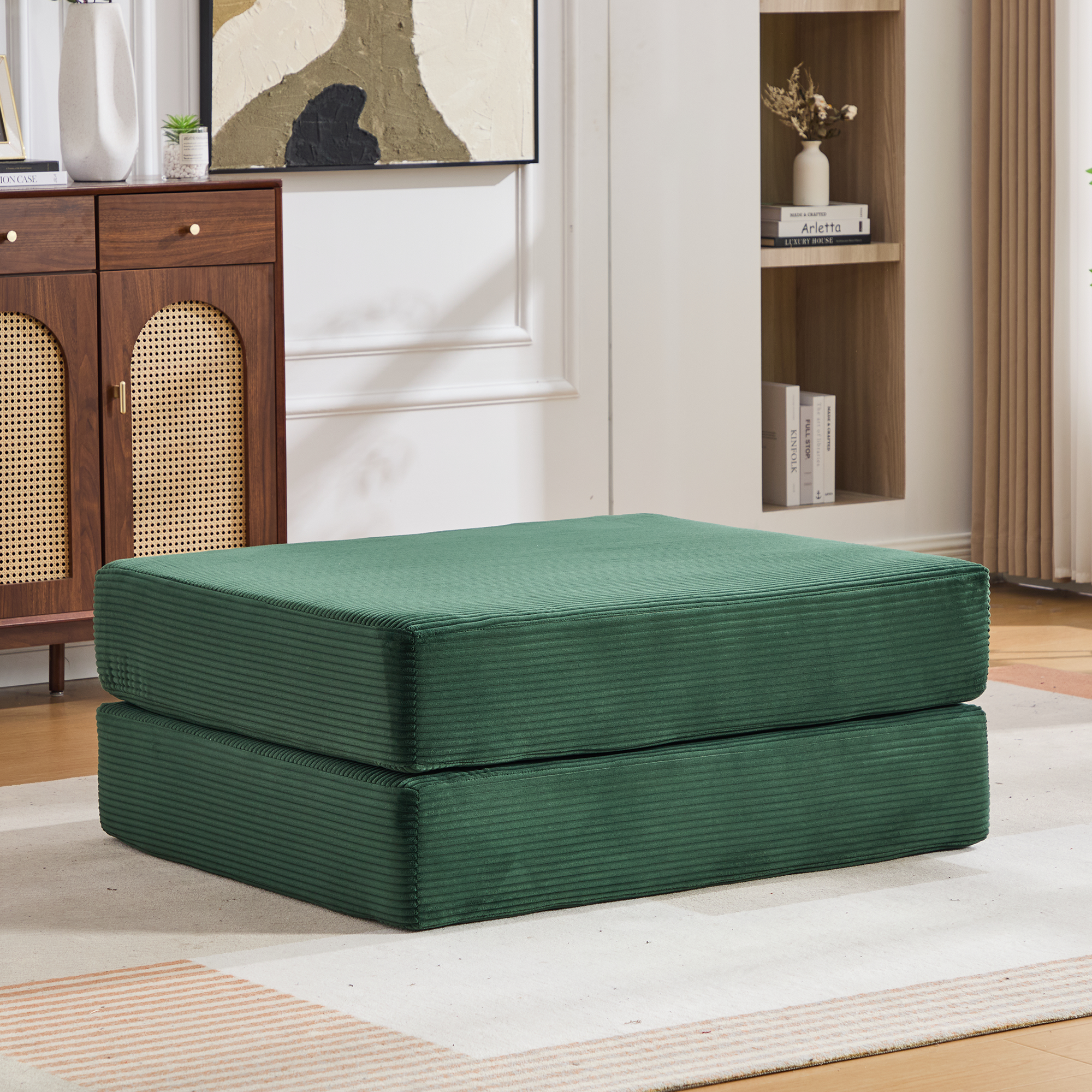Pouf repose-pieds convertible en canapé-lit simple - image 3