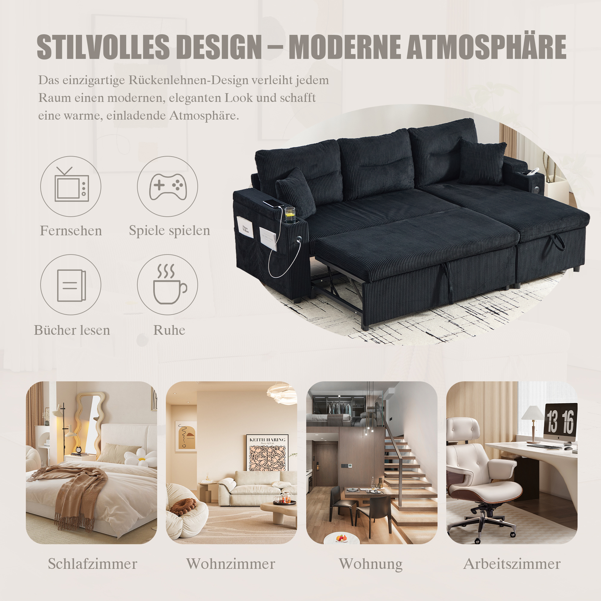 Spécifications canapé velours côtelé 212.5*136*86cm 300KG