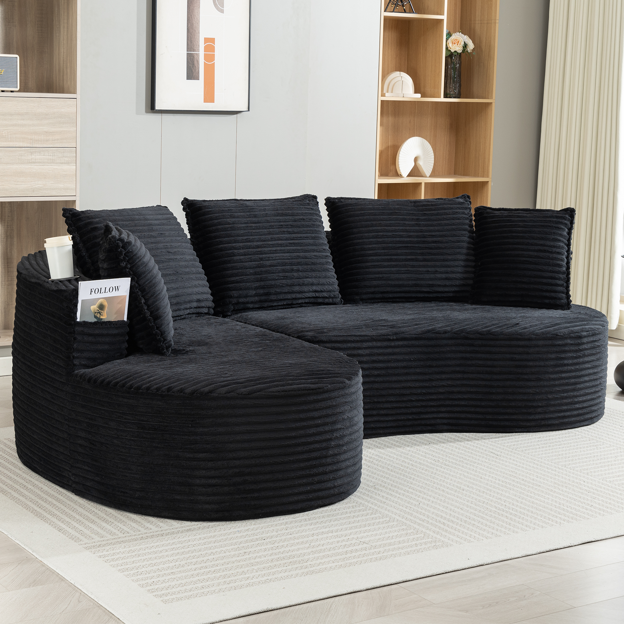 Canapé-fauteuil design arche en velours avec mouss - image 11