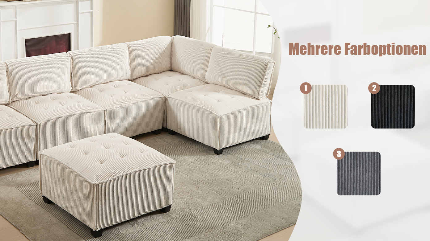 Canapé modulaire 6 places en velours avec configur - image 12