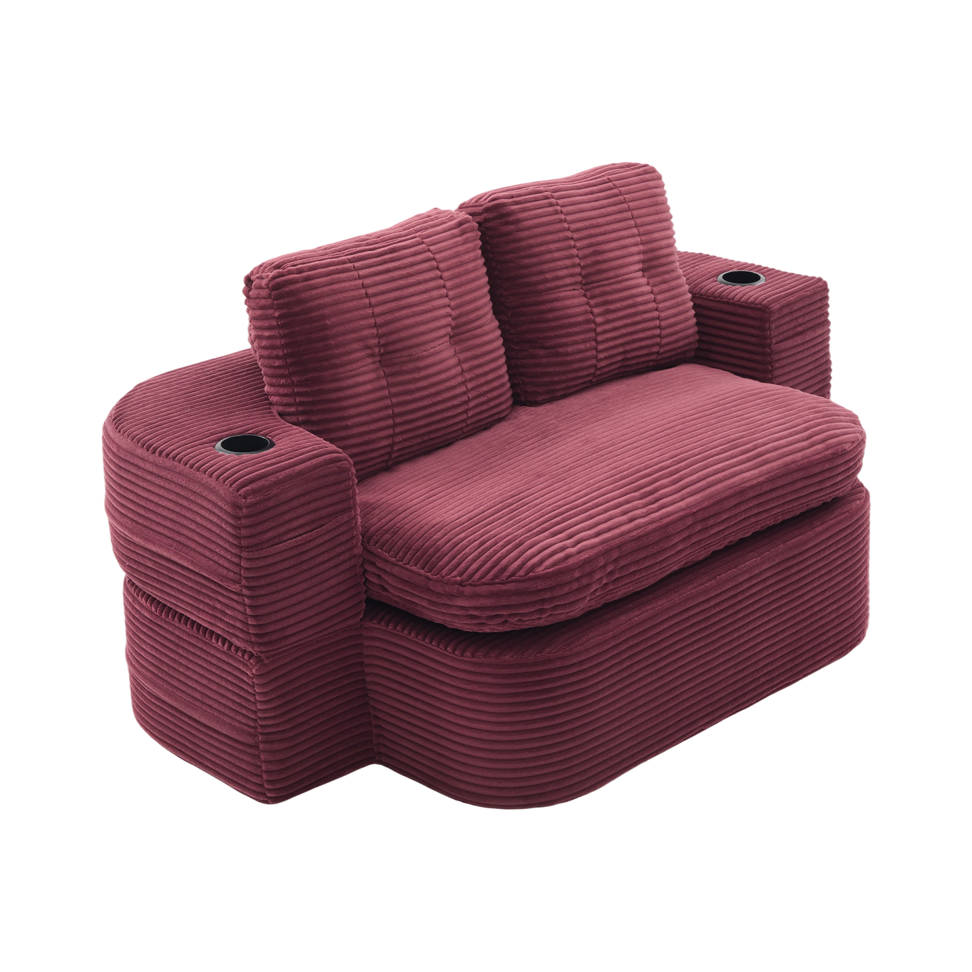Fauteuil de relaxation 2 place en velours côtelé Rouge bordeaux 🪑 - présentation 1