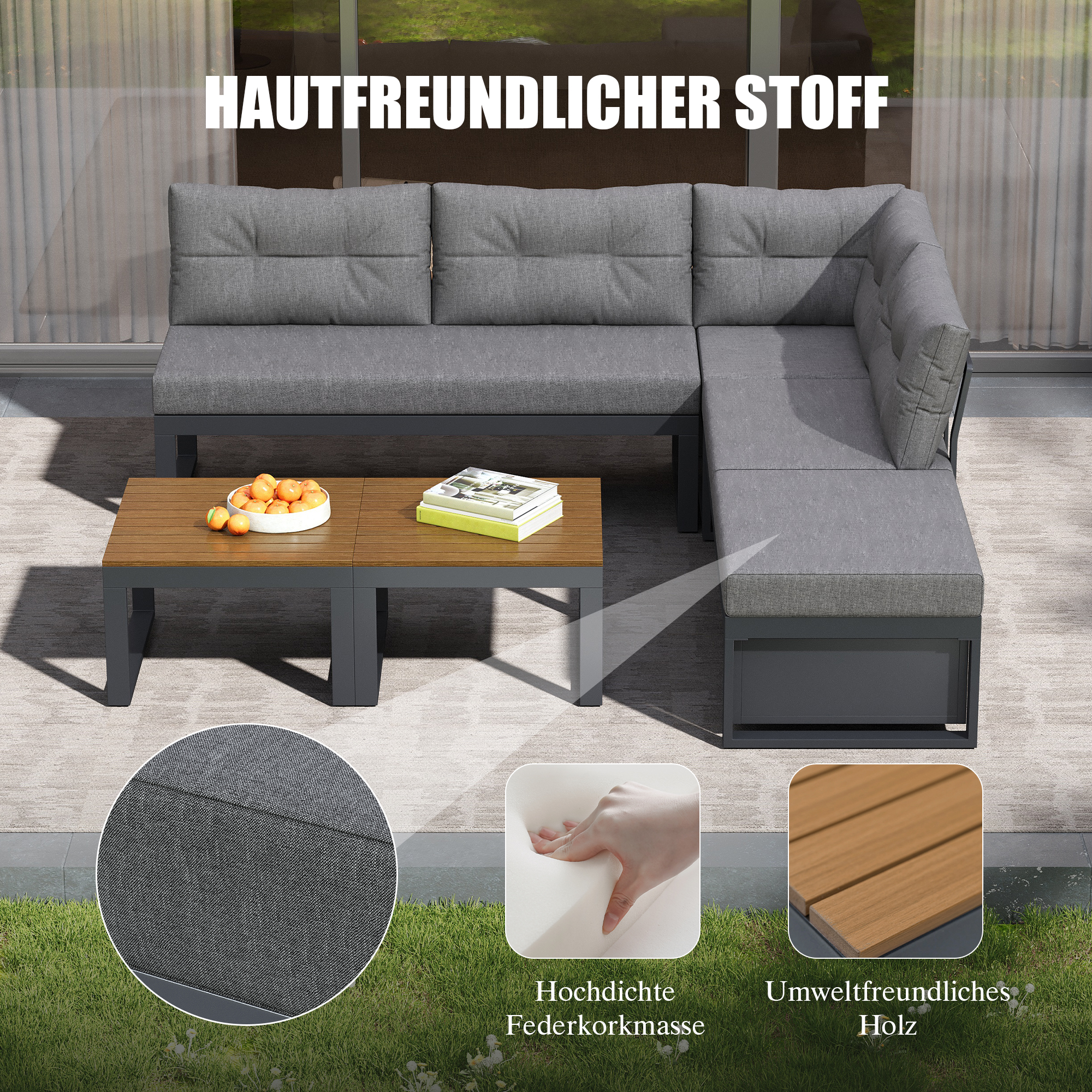 Tissu polyester résistant à l’abrasion, toutes saisons, adapté jardin‑terrasse‑balcon‑bord piscine
