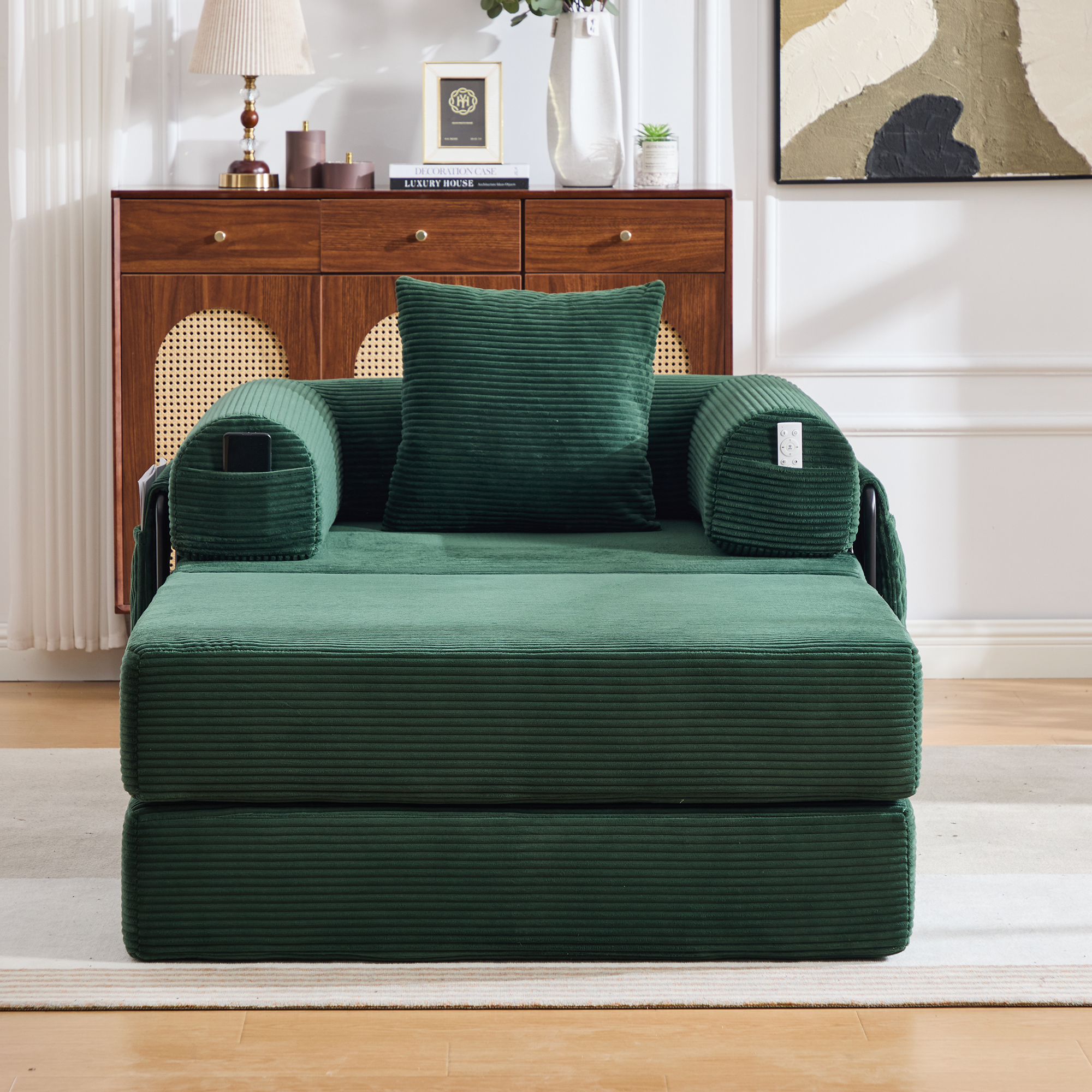 Pouf repose-pieds convertible en canapé-lit simple - image 5