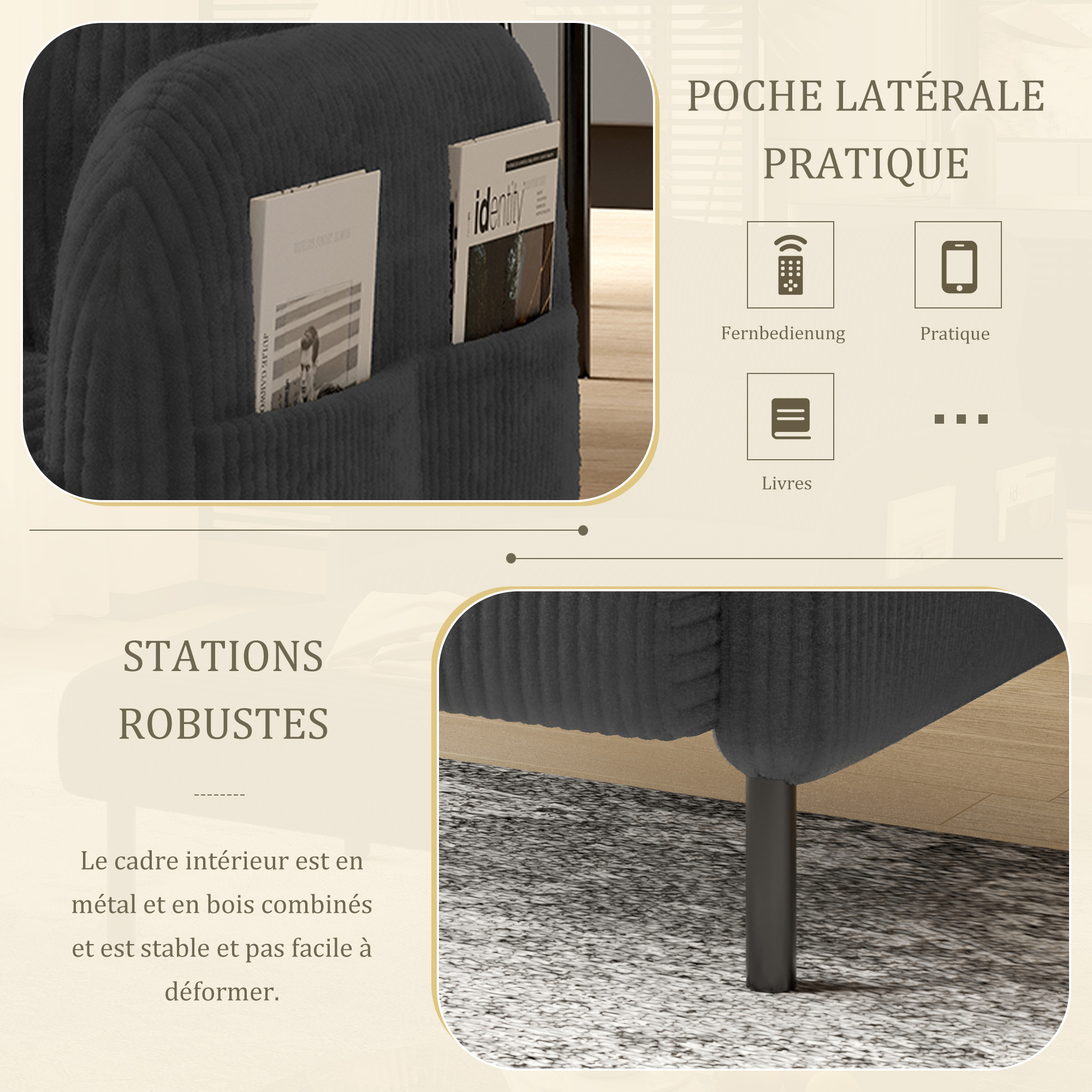 Détail du fauteuil d'appoint