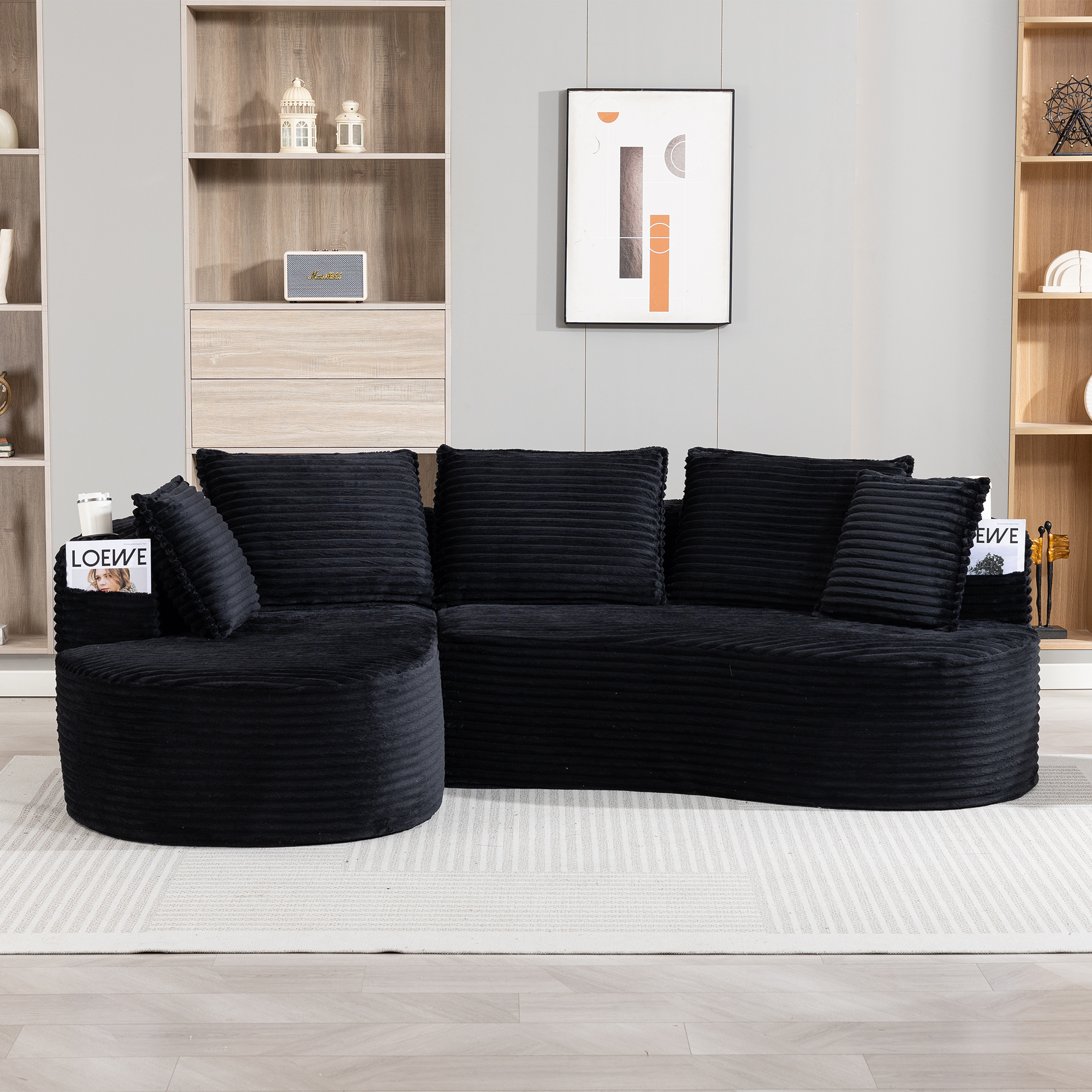 Canapé-fauteuil design arche en velours avec mouss - image 8