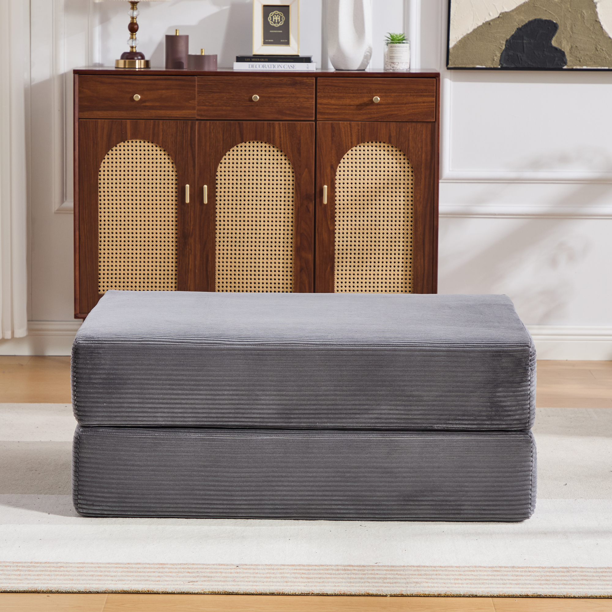 Pouf repose-pieds convertible en canapé-lit simple - image 4