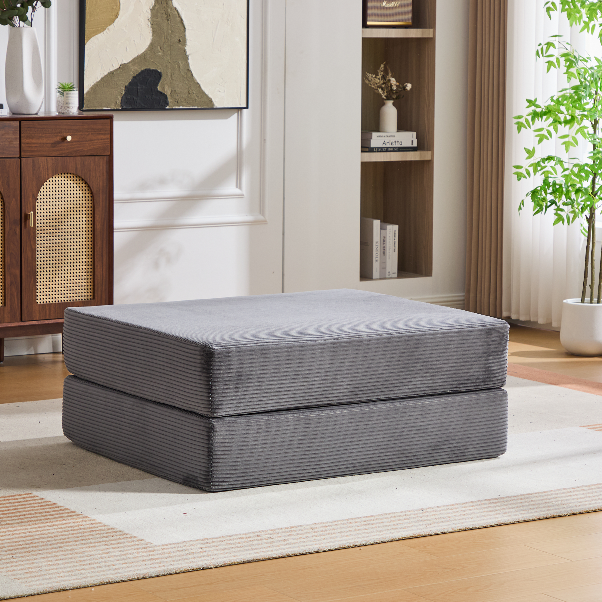 Pouf repose-pieds convertible en canapé-lit simple - image 3