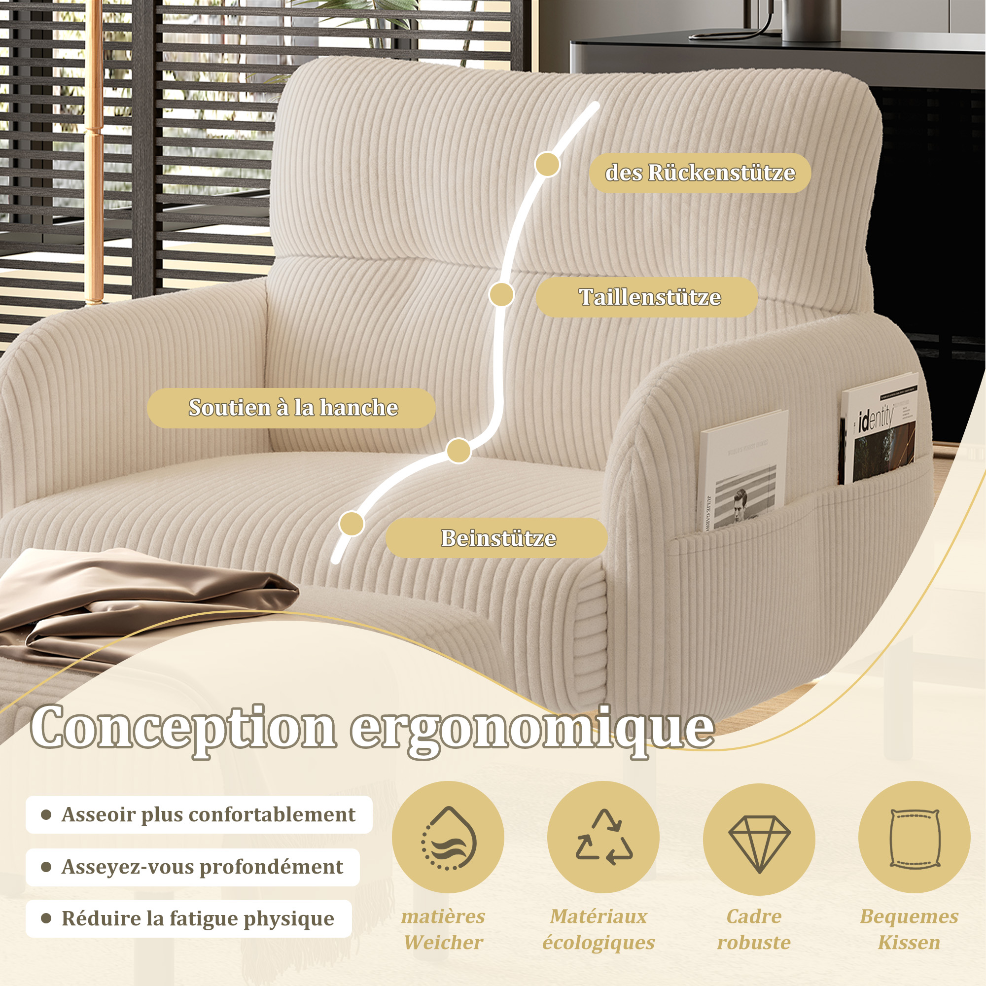 Présentation du fauteuil d'appoint