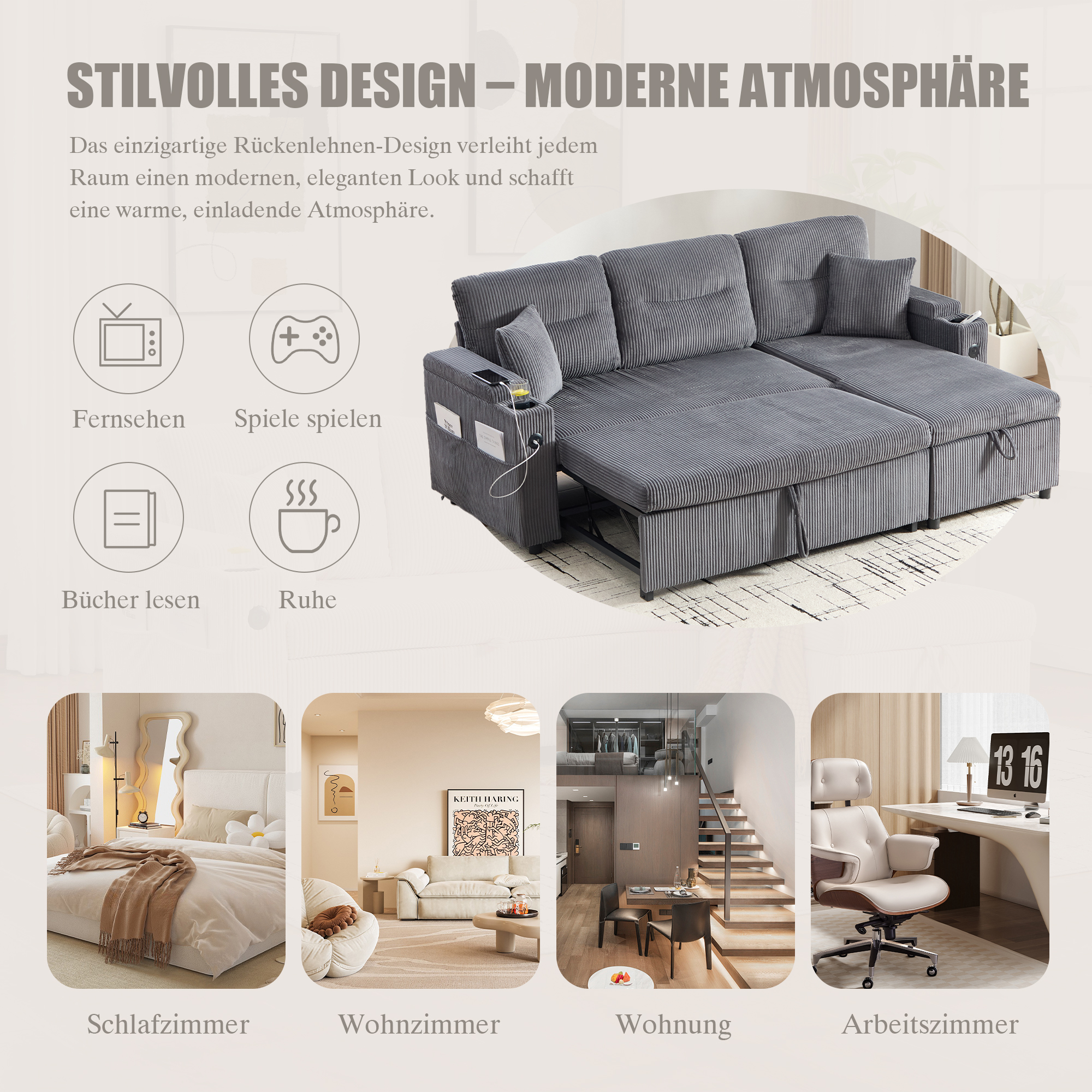 Spécifications canapé velours côtelé 212.5*136*86cm 300KG