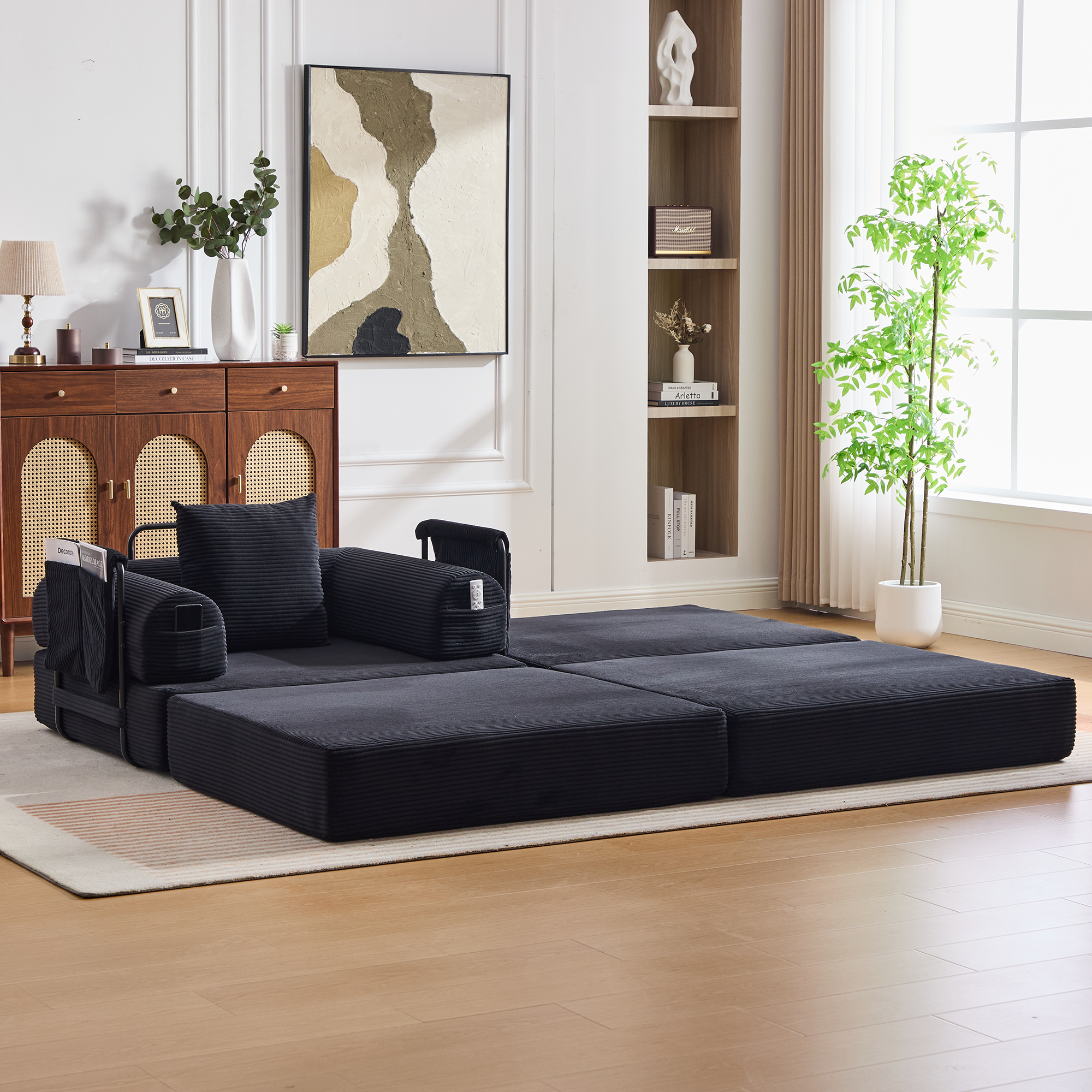 Pouf repose-pieds convertible en canapé-lit simple - image 11