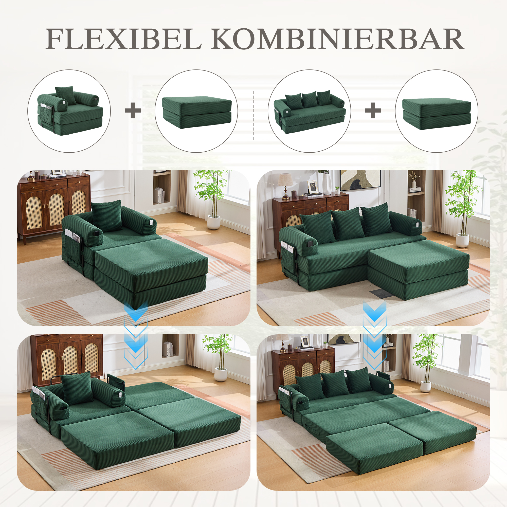 Pouf repose-pieds convertible en canapé-lit simple - image 1