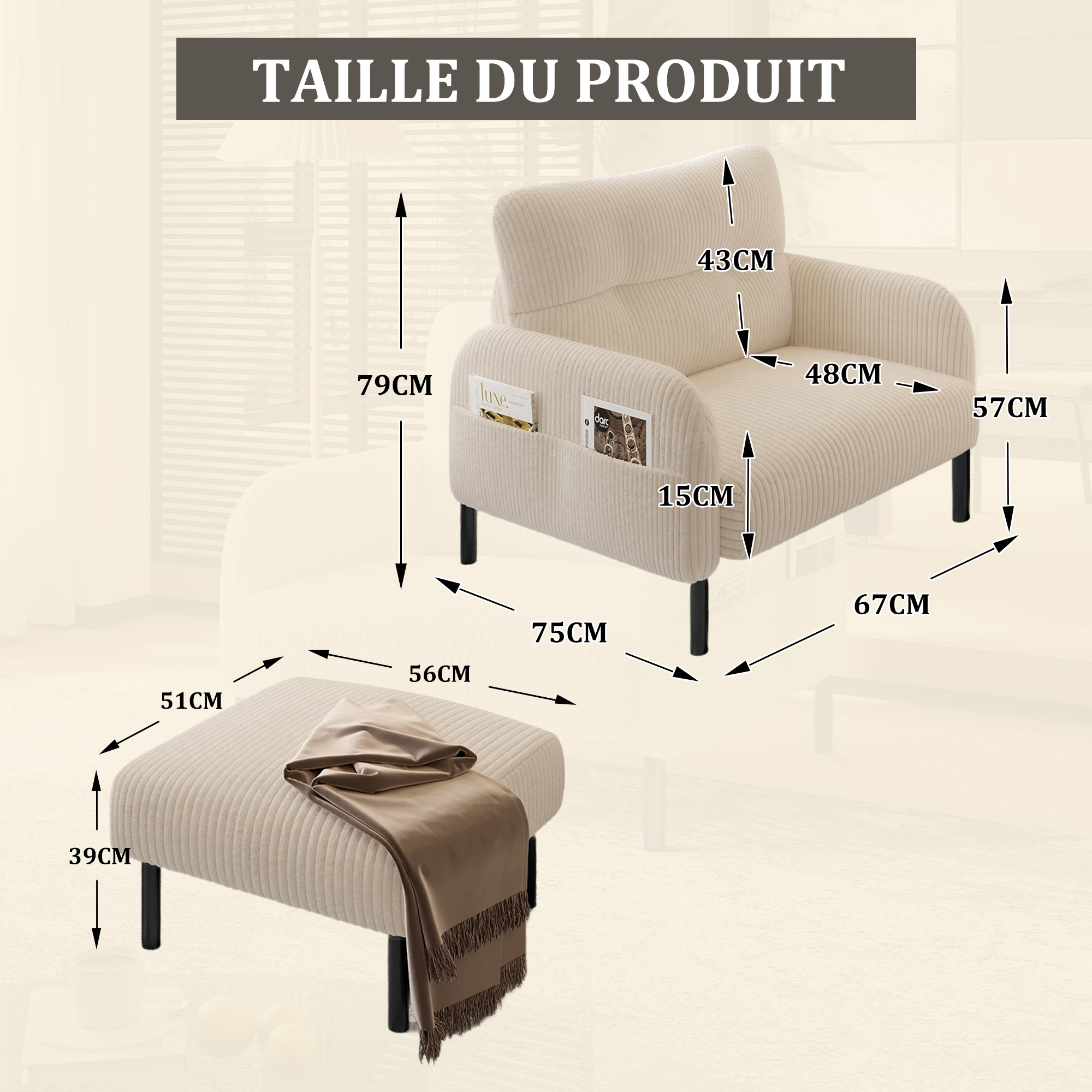 Détail du fauteuil d'appoint